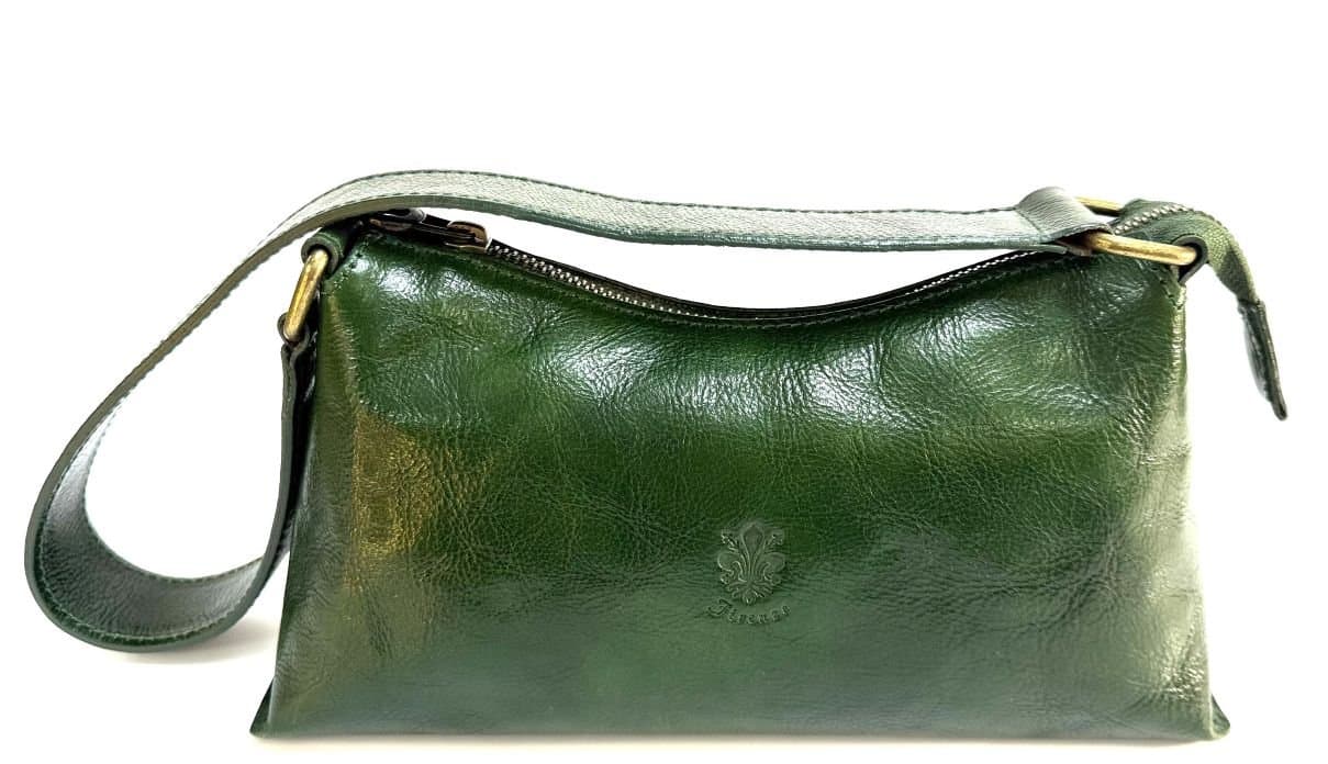 Borsa donna in vera pelle CHIAROSCURO mod. MARILYN, colore VERDE, Made in Italy.