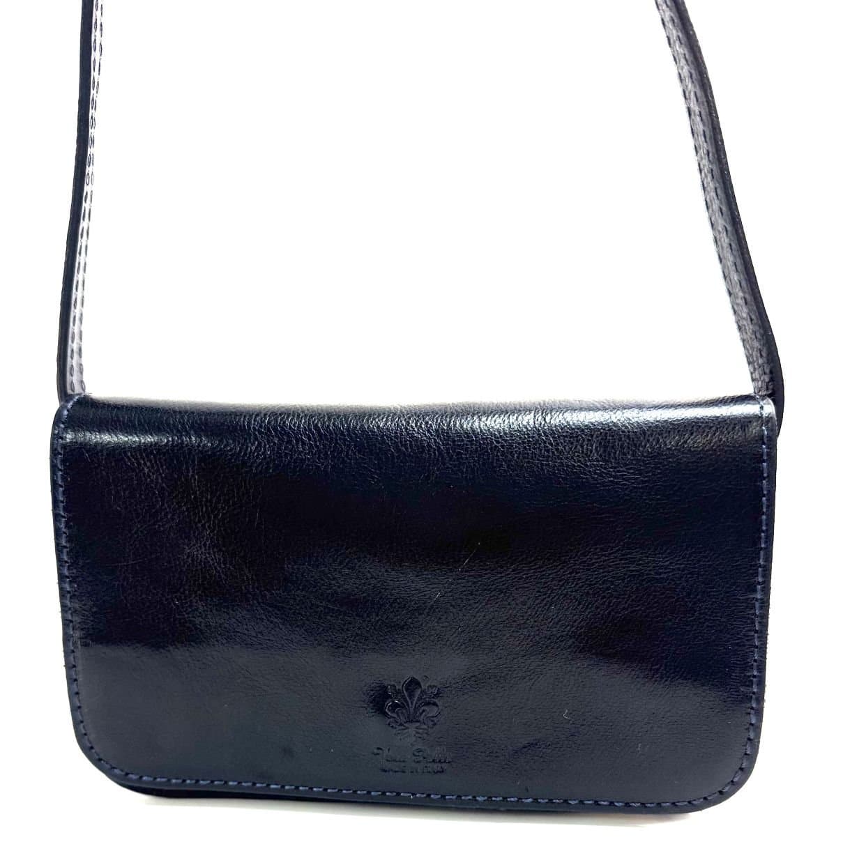 Borsa donna in vera pelle CHIAROSCURO mod. MILVIA, colore BLU, Made in Italy.
