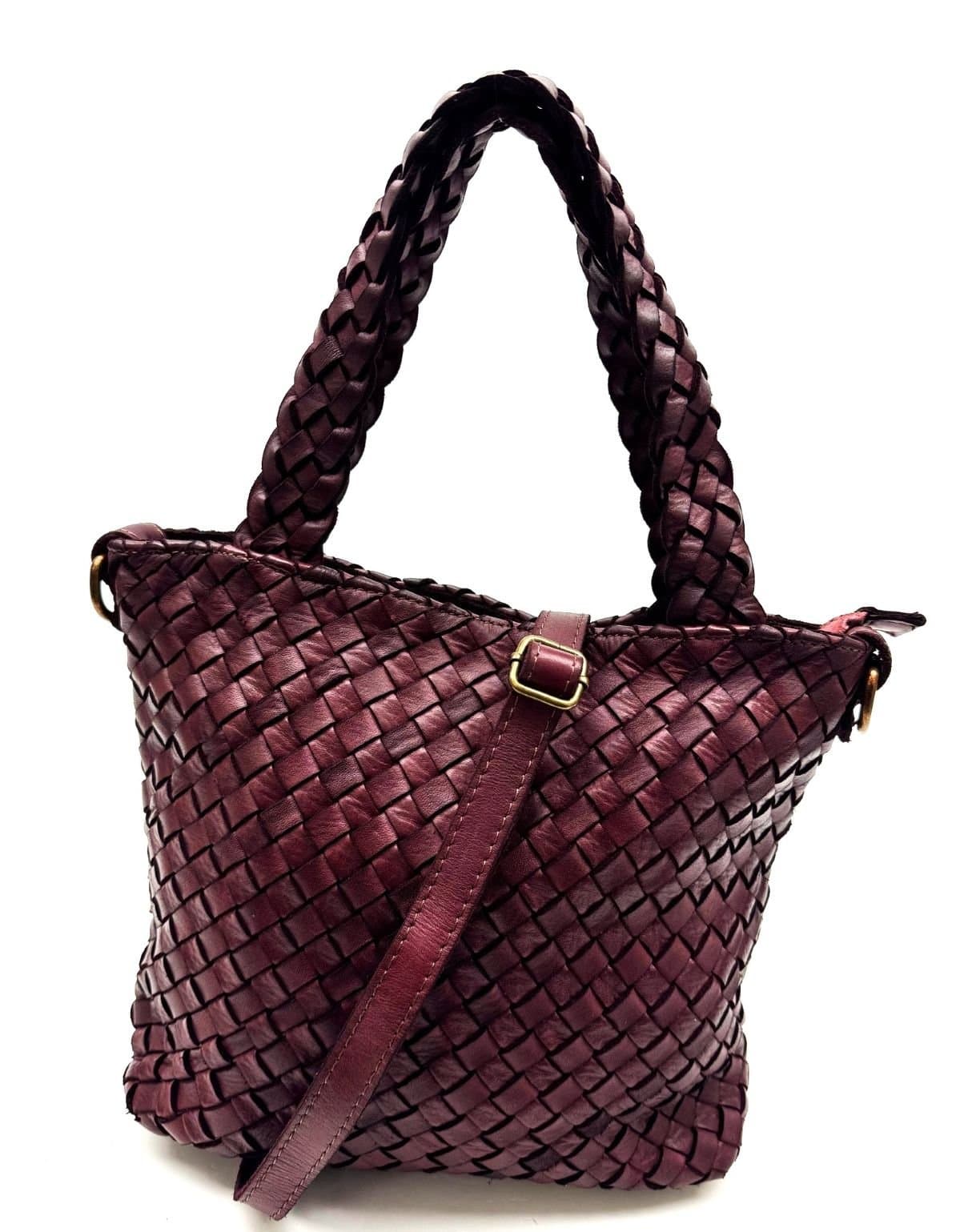 AURORA women's bag in genuine vintage leather, HONEY, CHIAROSCURO color, Made in Italy.