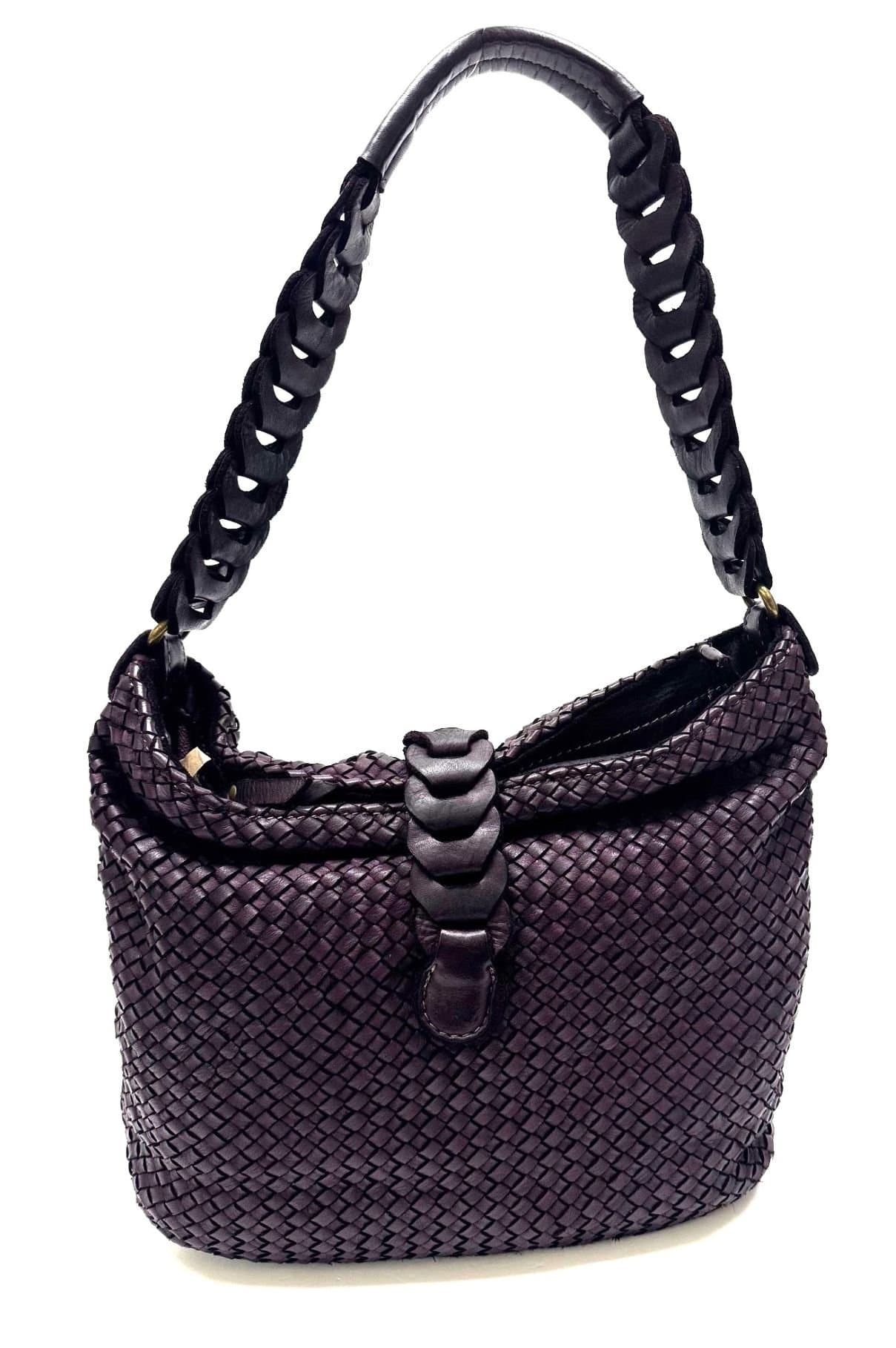 Borsa donna RAISSA in vera pelle vintage, colore BORDEAUX, CHIAROSCURO, Made in Italy