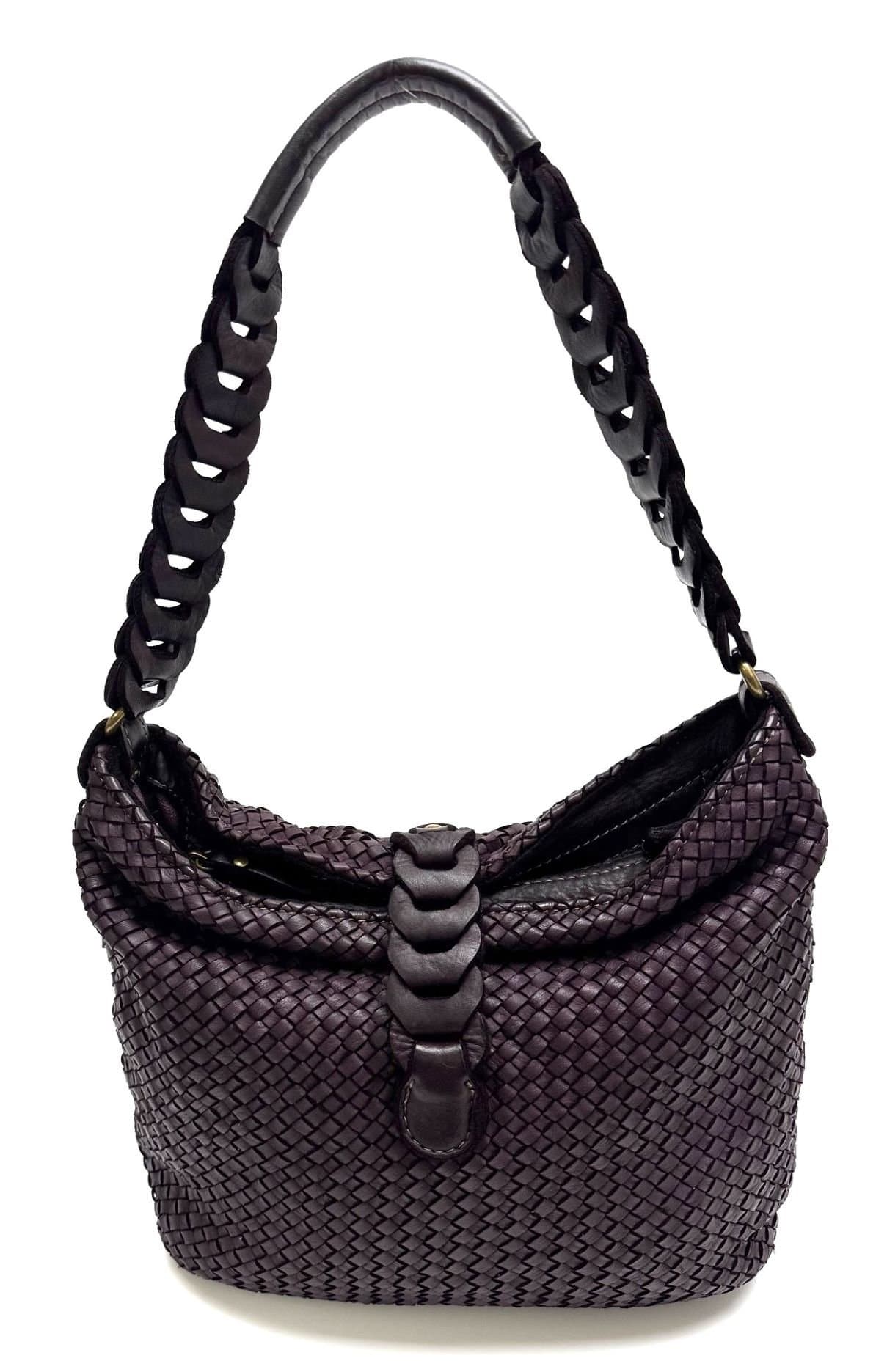 Borsa donna RAISSA in vera pelle vintage, colore TESTA MORO, CHIAROSCURO, Made in Italy