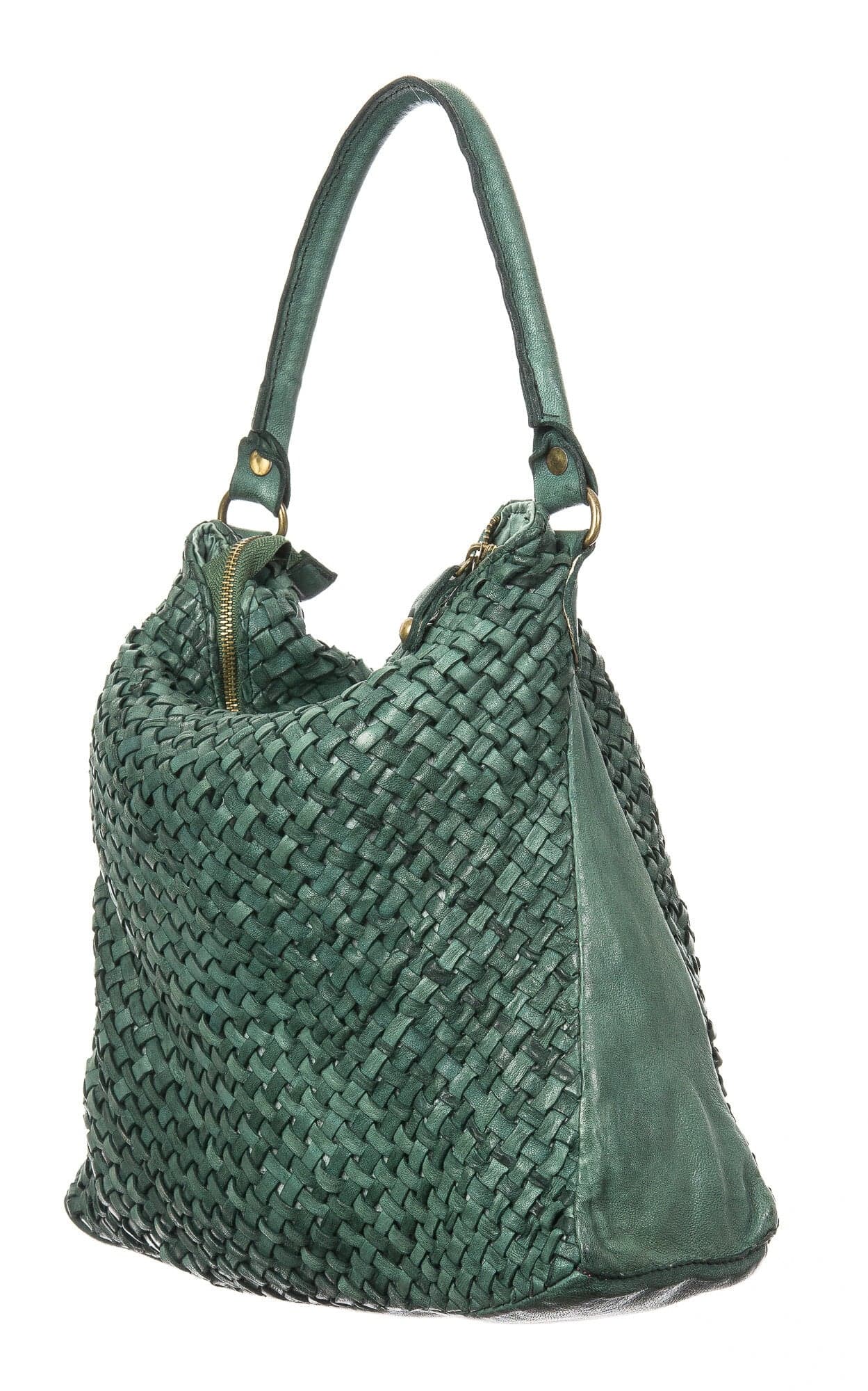Borsa donna in vera pelle CHIARO SCURO mod. KIKA, colore VERDE, Made in Italy.