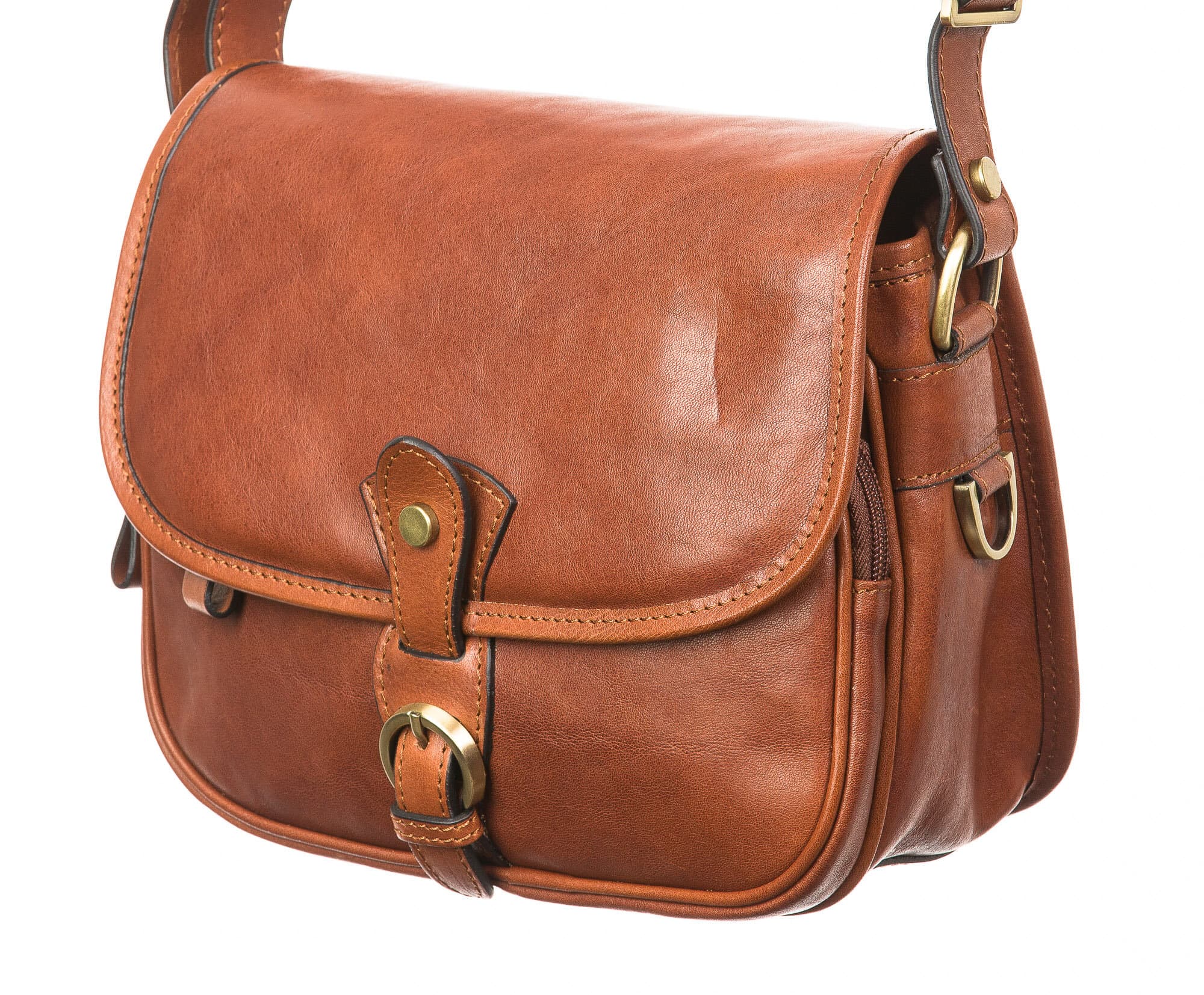 Borsa donna in vera pelle SANTINI mod. LANA, colore MIELE, Made in Italy.