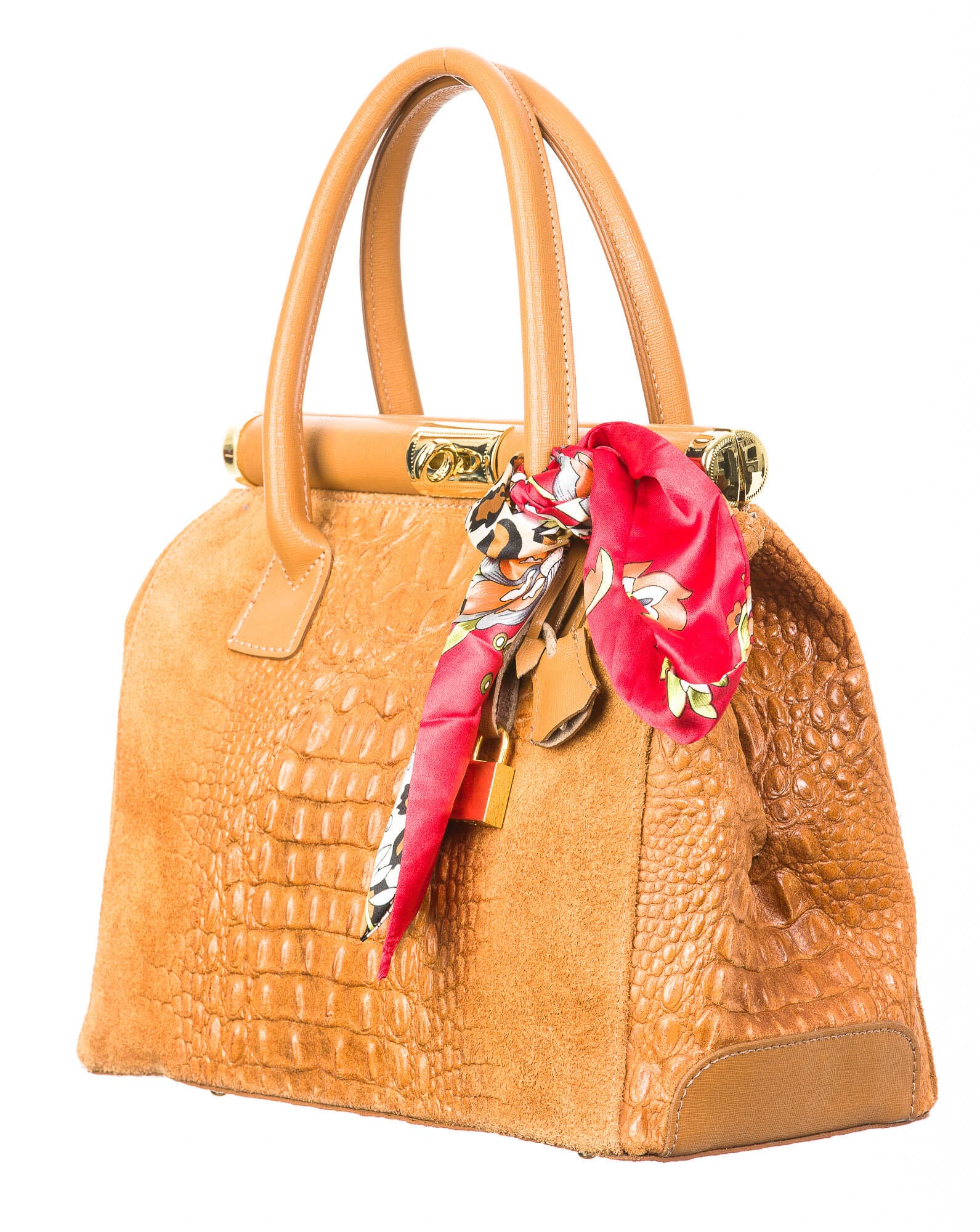 Borsa donna in vera pelle CHIARO SCURO mod. LEONA, colore MIELE, Made in Italy.
