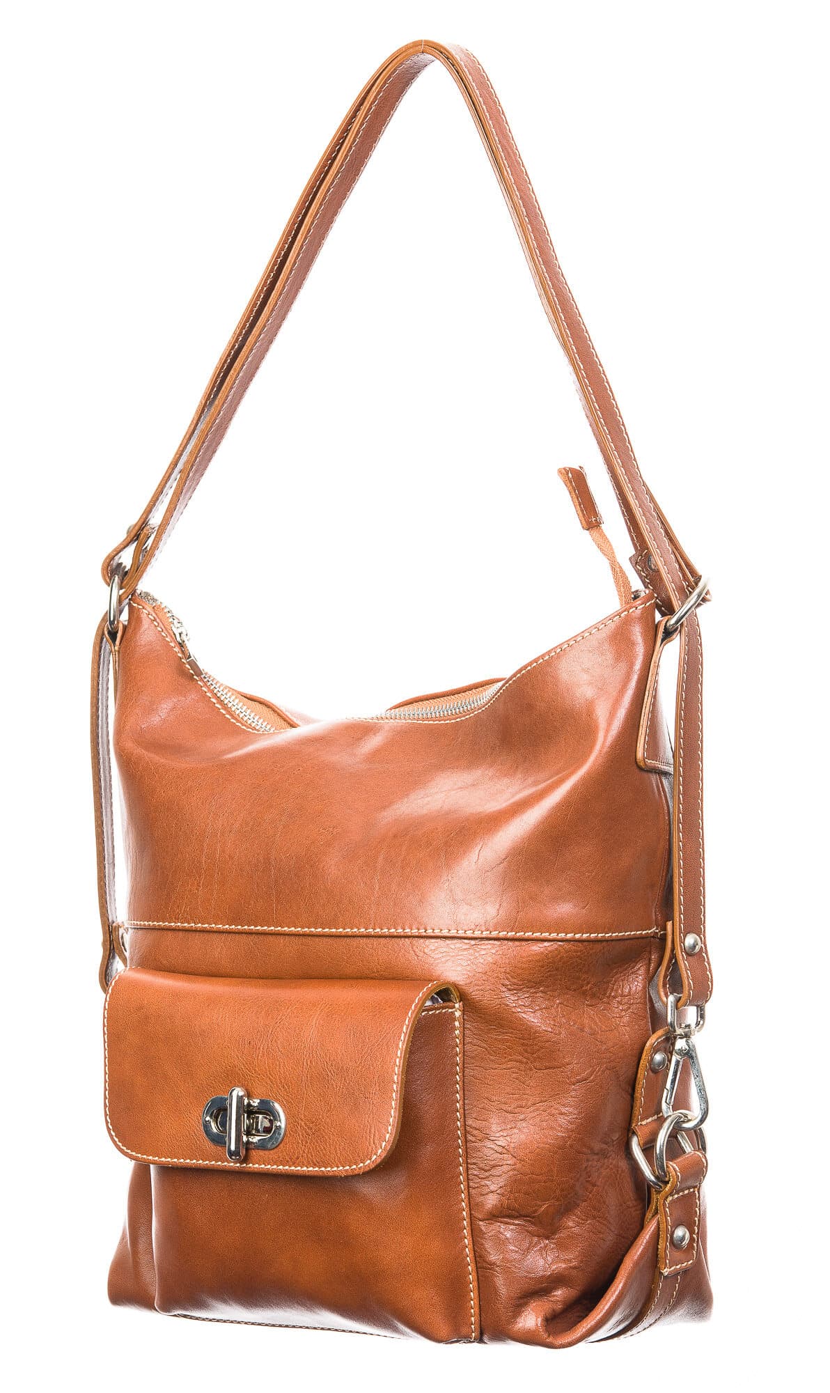 Borsa zaino donna in vera pelle CHIAROSCURO mod. MARTA, colore MIELE, Made in Italy.