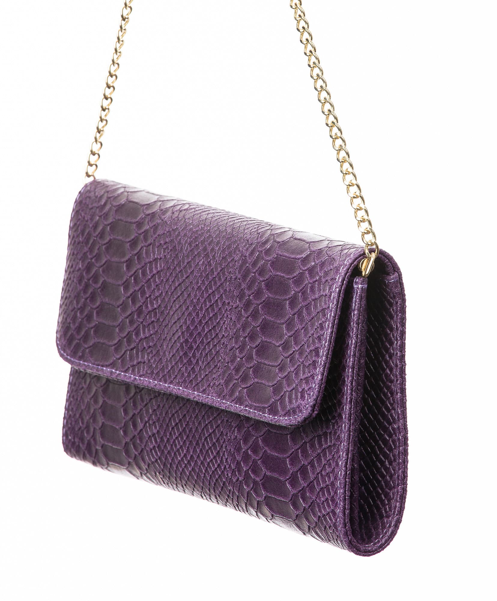 Borsa donna in vera pelle CHIARO SCURO mod. EMILIA, colore VIOLA, Made in Italy.