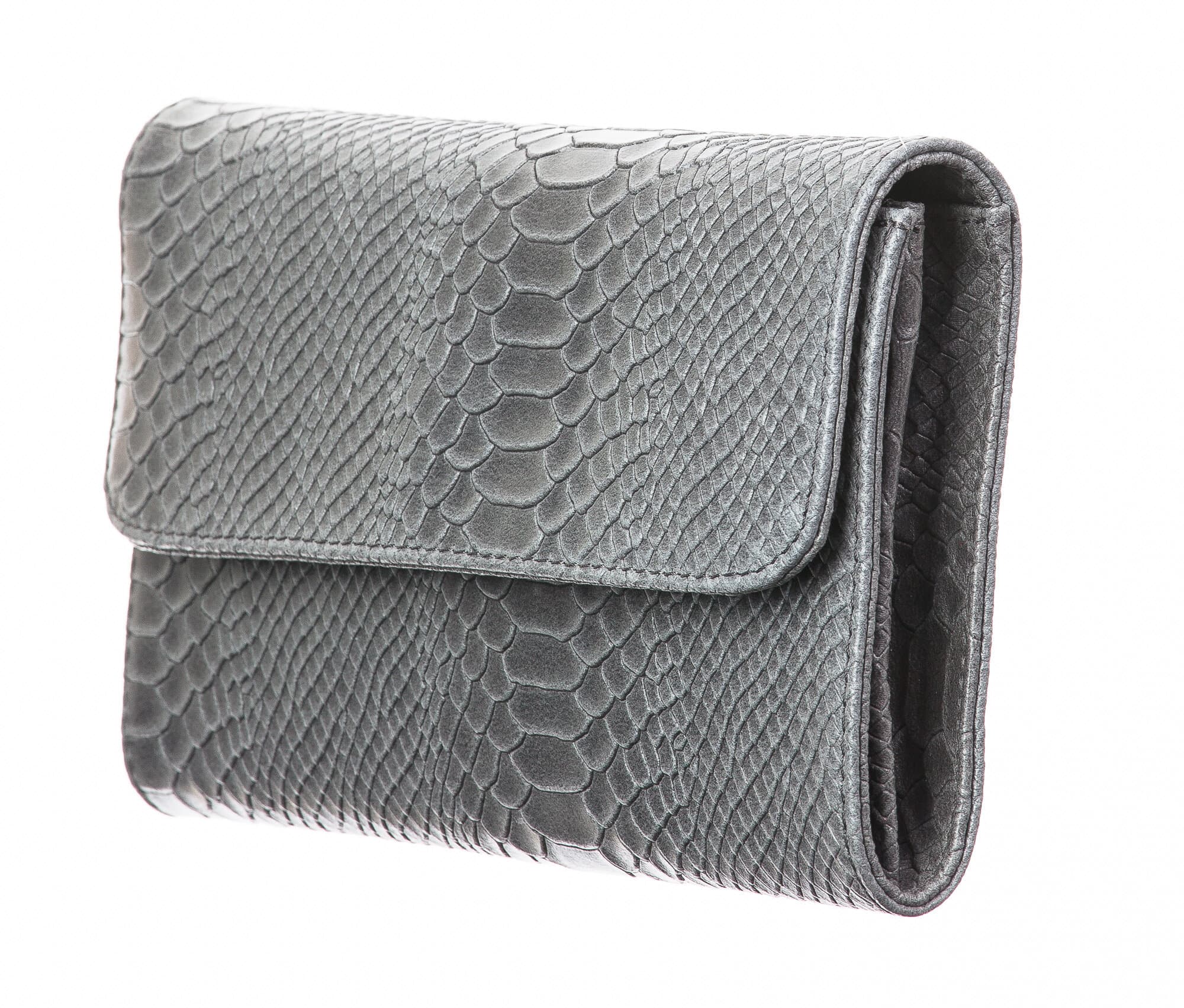 Borsa donna in vera pelle CHIARO SCURO mod. EMILIA, colore GRIGIO, Made in Italy.