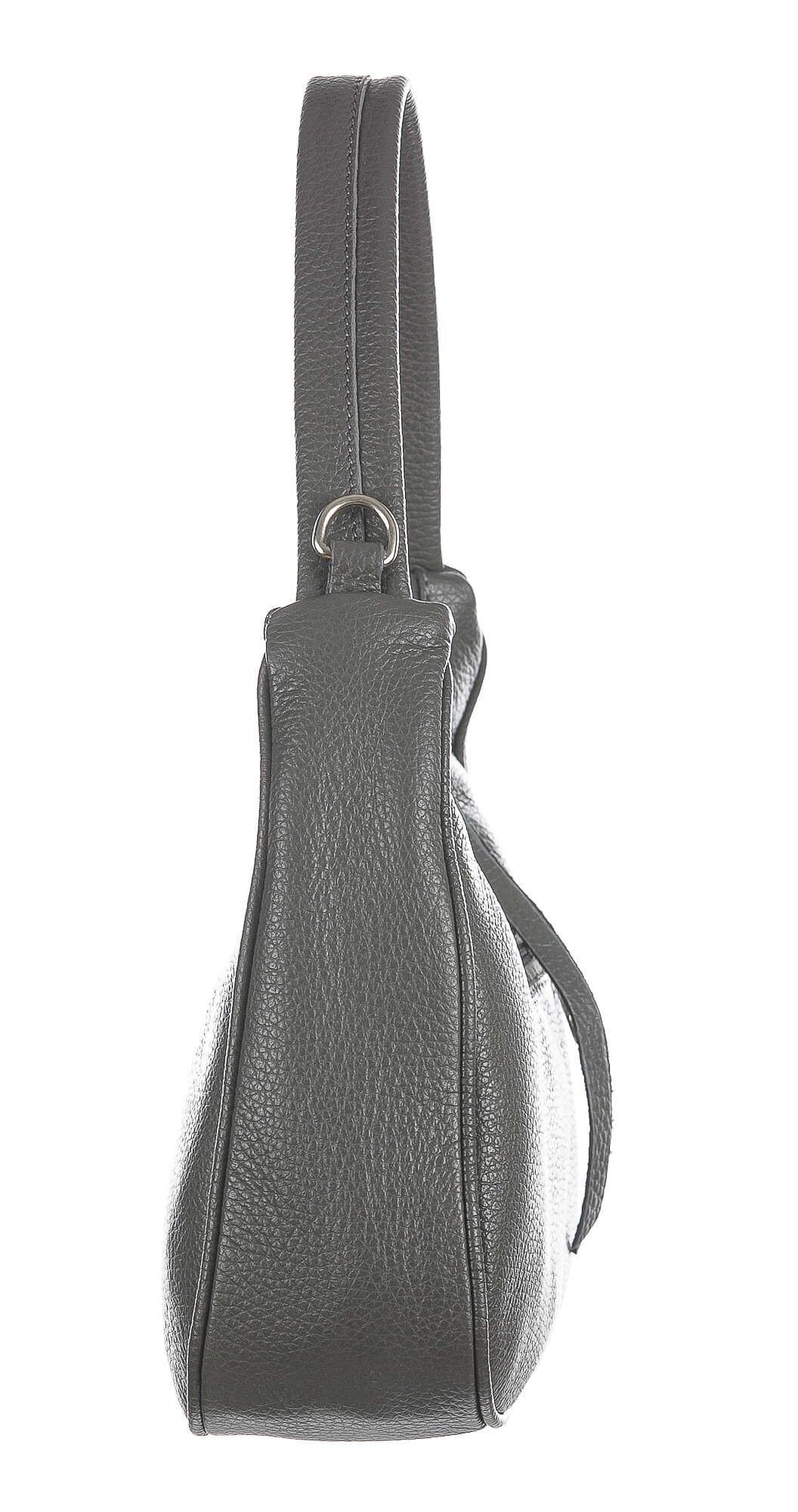 Borsa in vera pelle martellata, modello iconico GRETA, colore GRIGIO, CHIAROSCURO, Made in Italy.