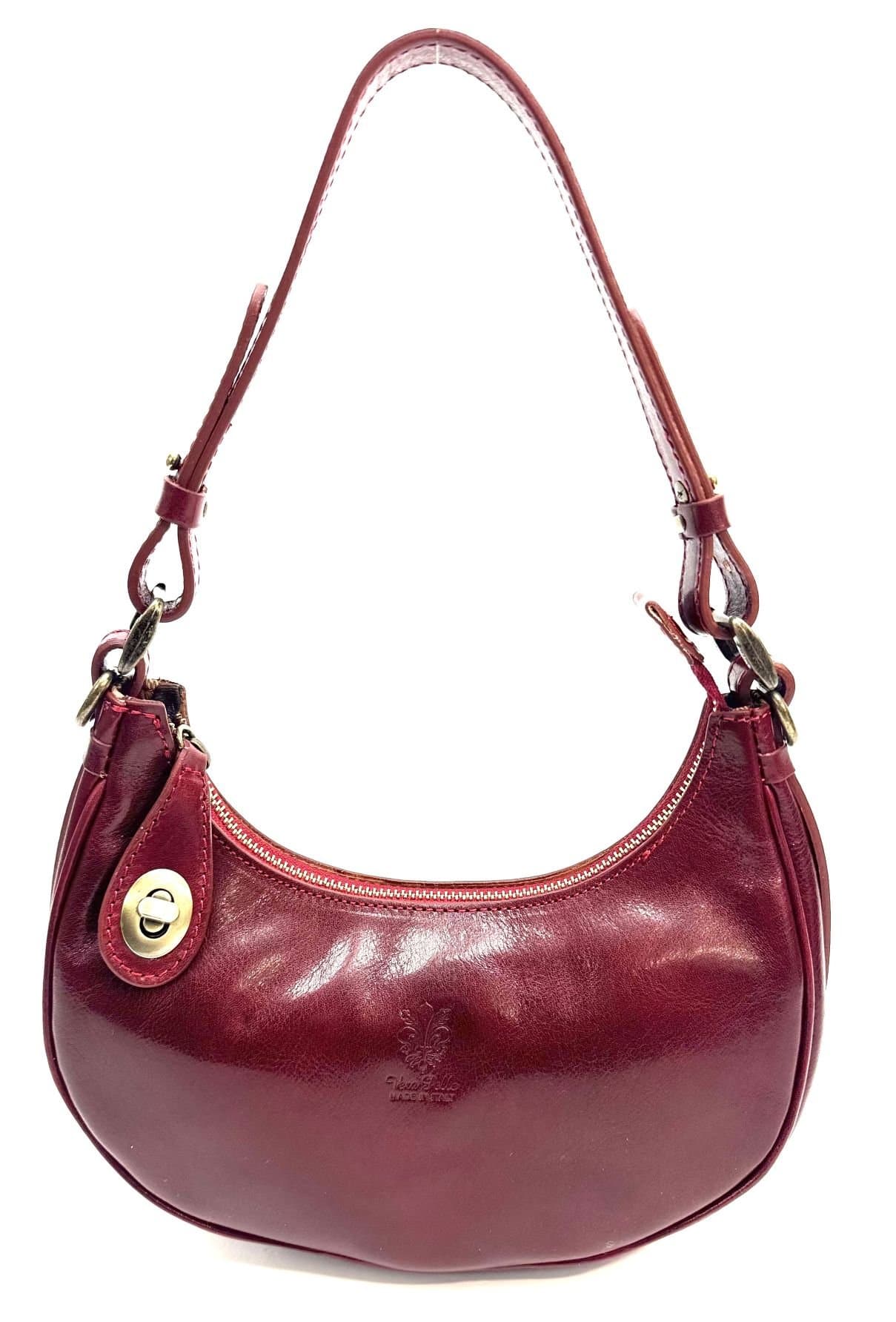 Genuine leather bag, LUANA, RED color, CHIAROSCURO, Made in Italy