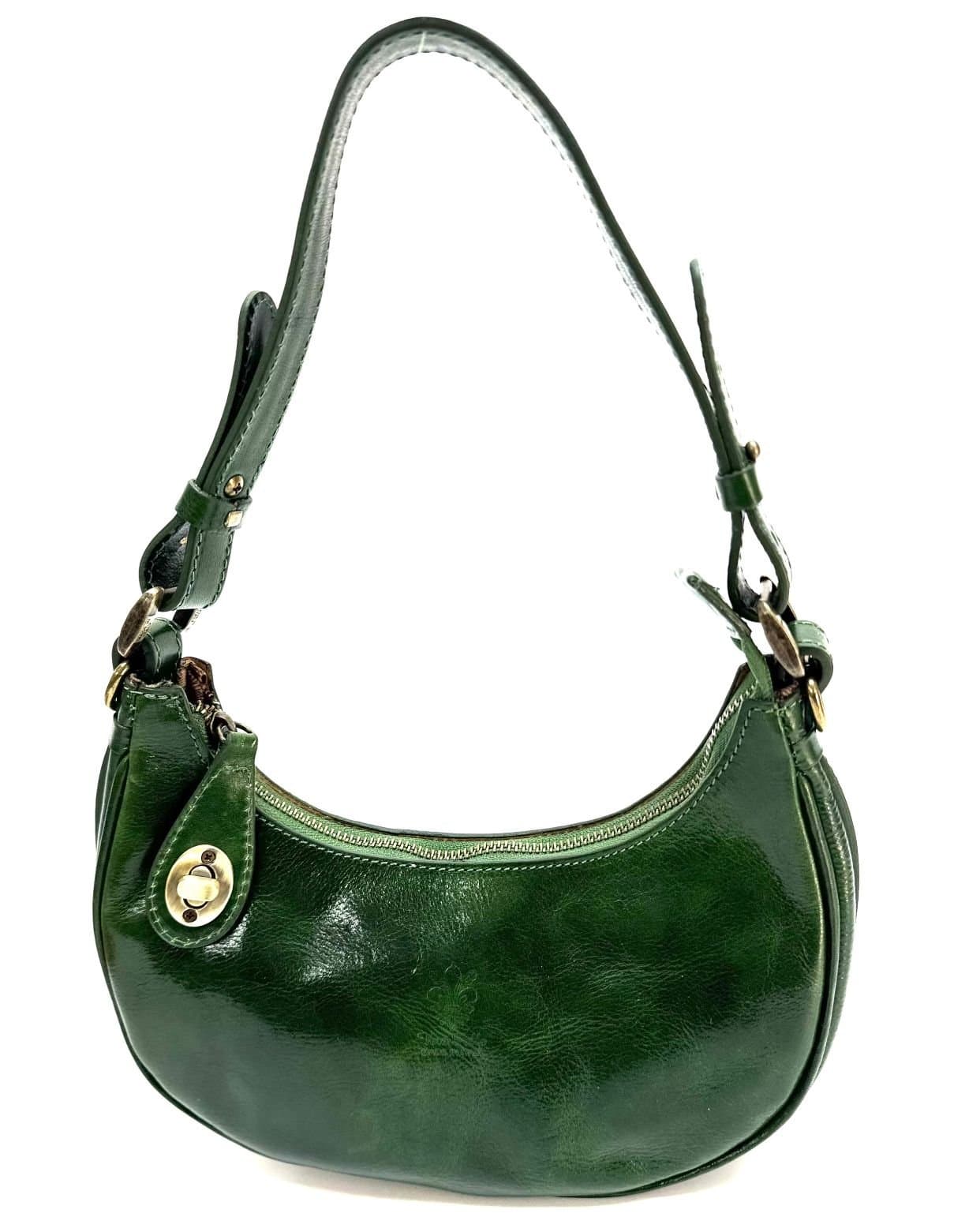 Borsa piccola in vera pelle, modello LUANA, colore VERDE, CHIAROSCURO, Made in Italy