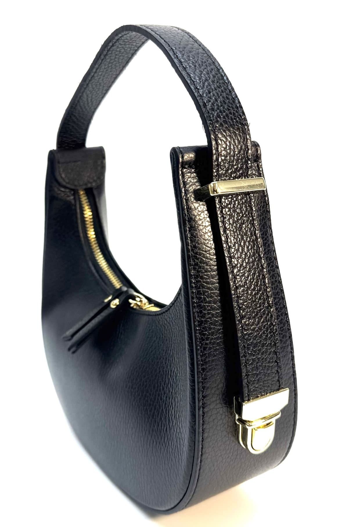 Genuine leather bag, MOANA, BLACK color, CHIAROSCURO, Made in Italy