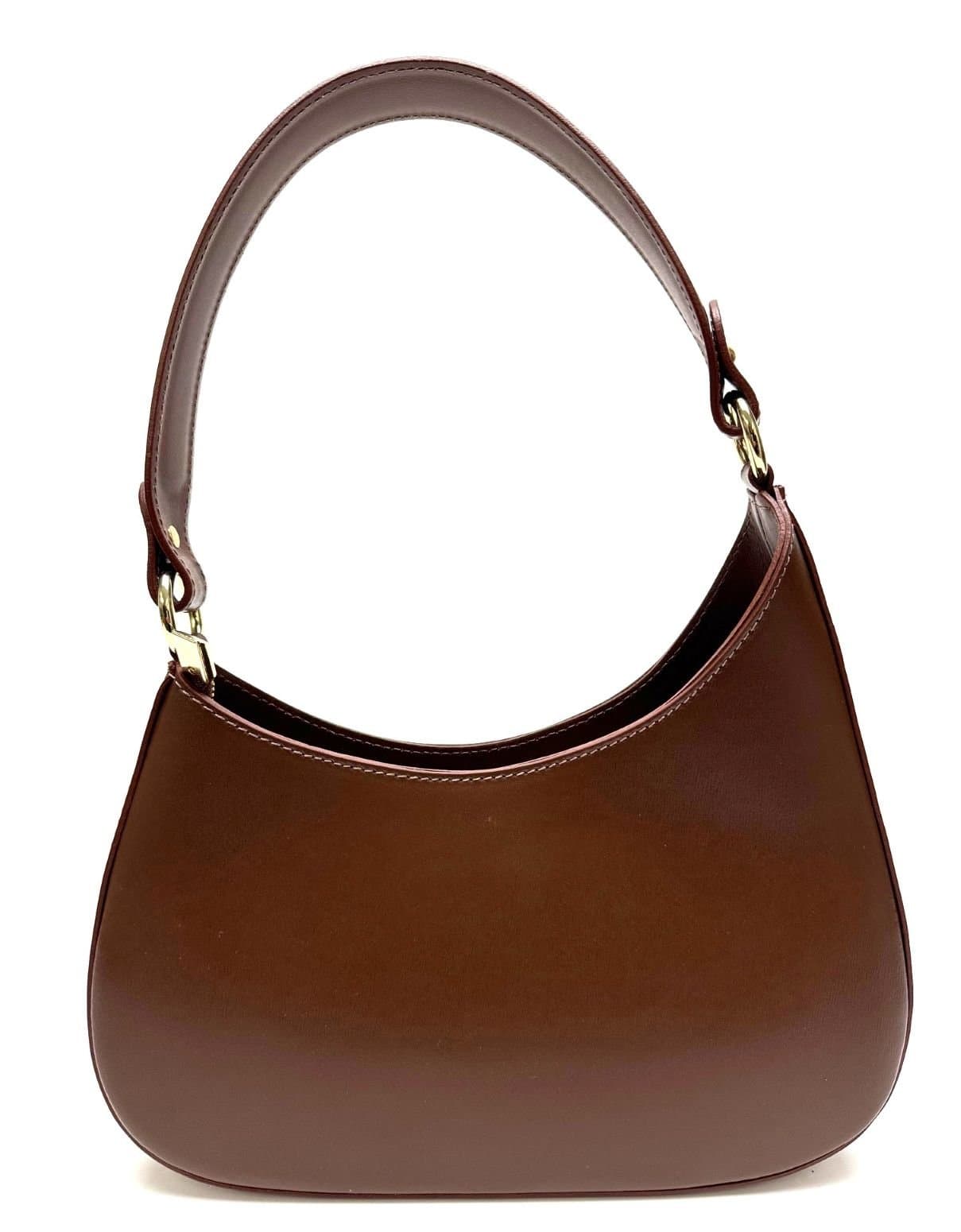 Borsa in vera pelle saffiano, modello ALISEA, colore MARRONE, CHIAROSCURO, Made in Italy