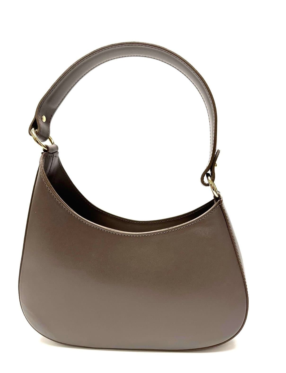 Borsa in vera pelle saffiano, modello ALISEA, colore TAUPE, CHIAROSCURO, Made in Italy