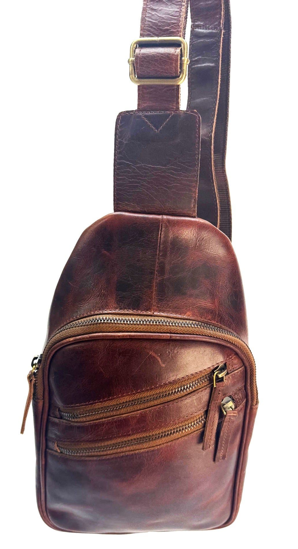 Borsa mono spalla JOEL uomo in vera pelle nabuk, colore MARRONE, CHIAROSCURO, Made in Italy