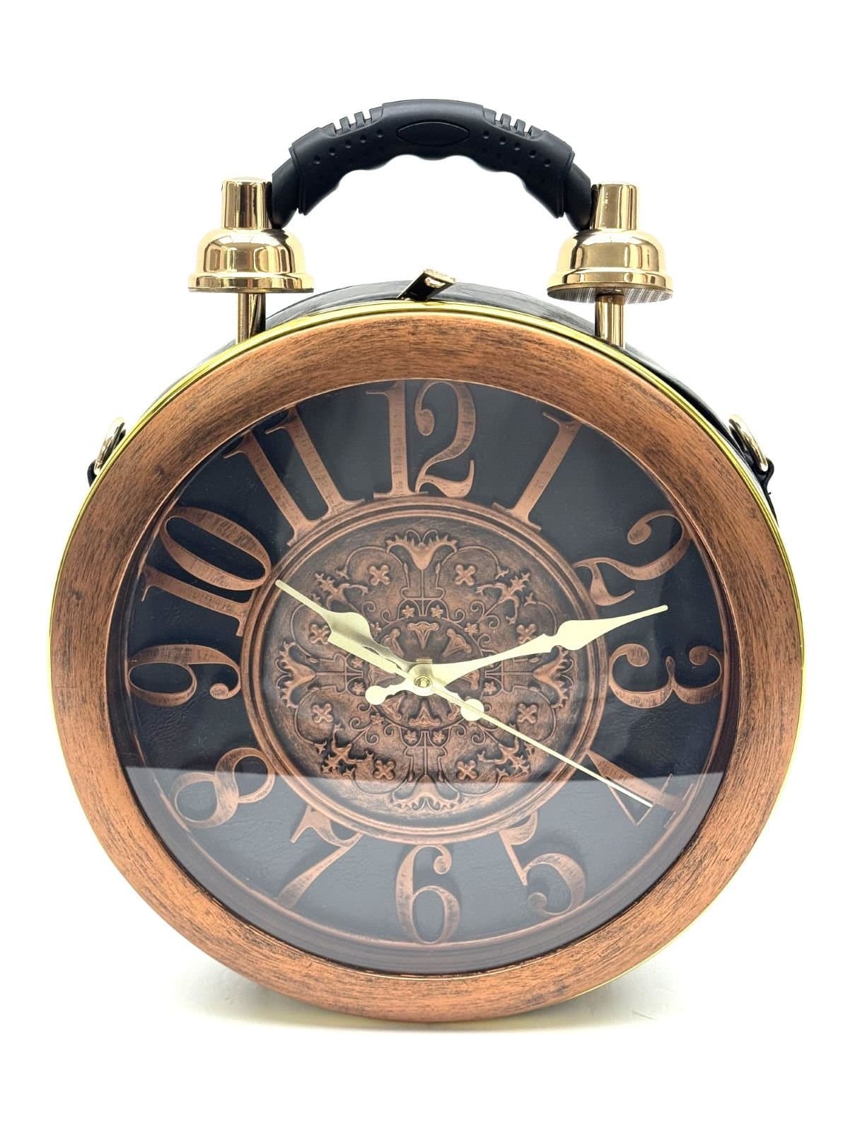 Borsa Ben Big Numbers con orologio funzionante con tracolla, Cosplay Steampunk, ecopelle, colore NERO, ARIANNA DINI DESIGN