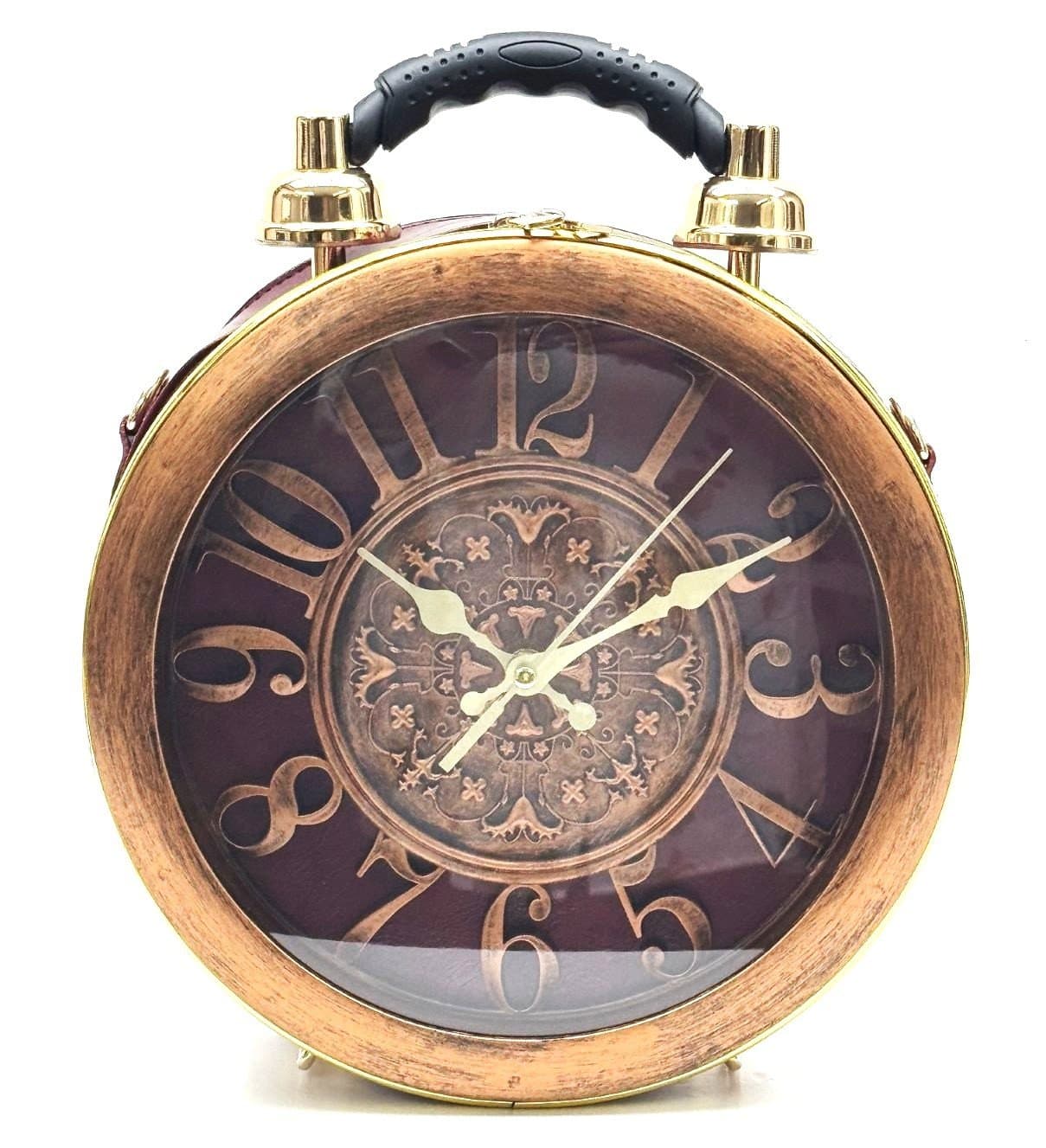 Borsa Ben Big Numbers con orologio funzionante con tracolla, Cosplay Steampunk, ecopelle, colore ROSSO, ARIANNA DINI DESIGN