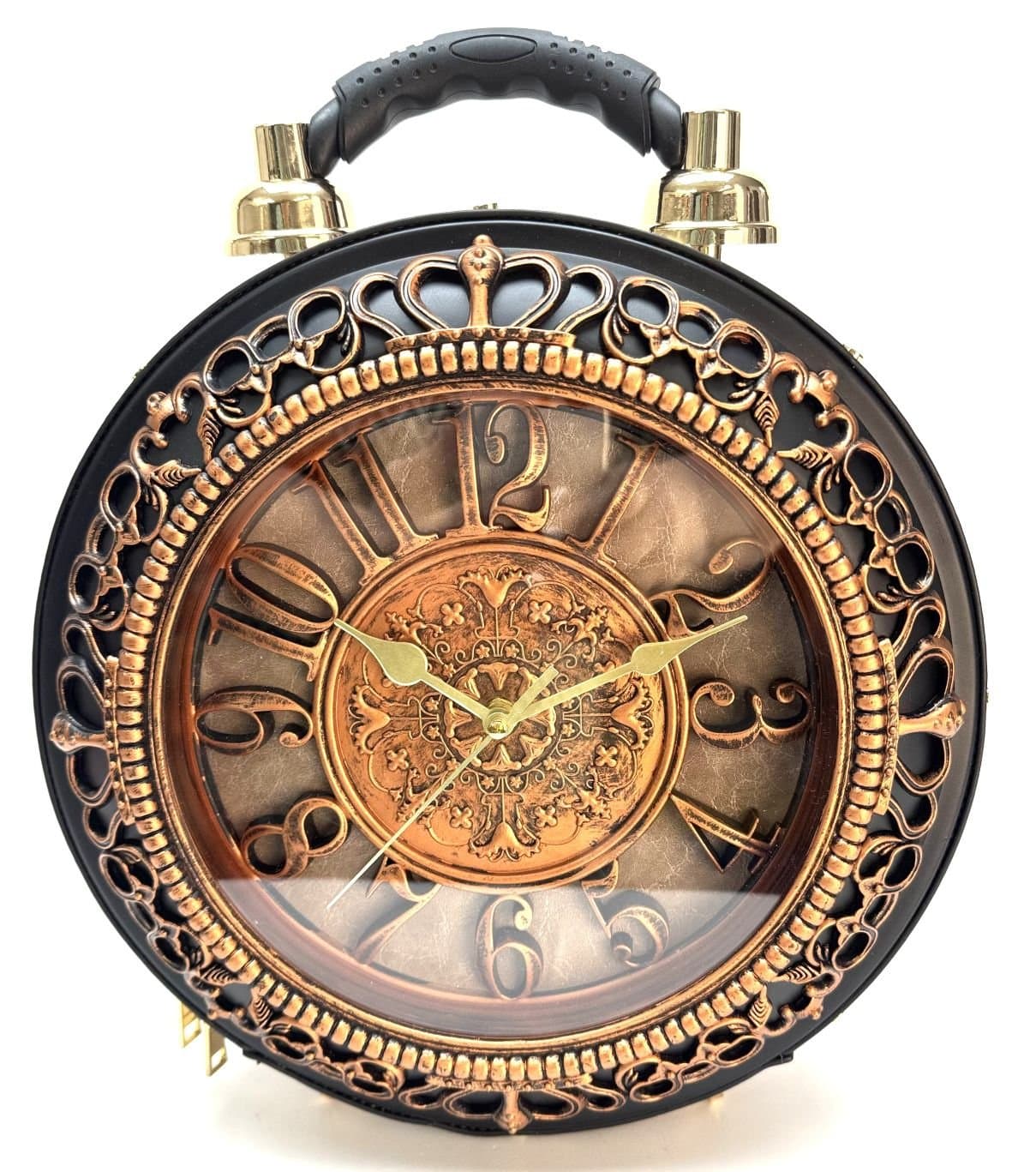 Borsa Royal Clock con orologio funzionante con tracolla, Cosplay Steampunk, ecopelle, colore marrone chiaro, ARIANNA DINI DESIGN