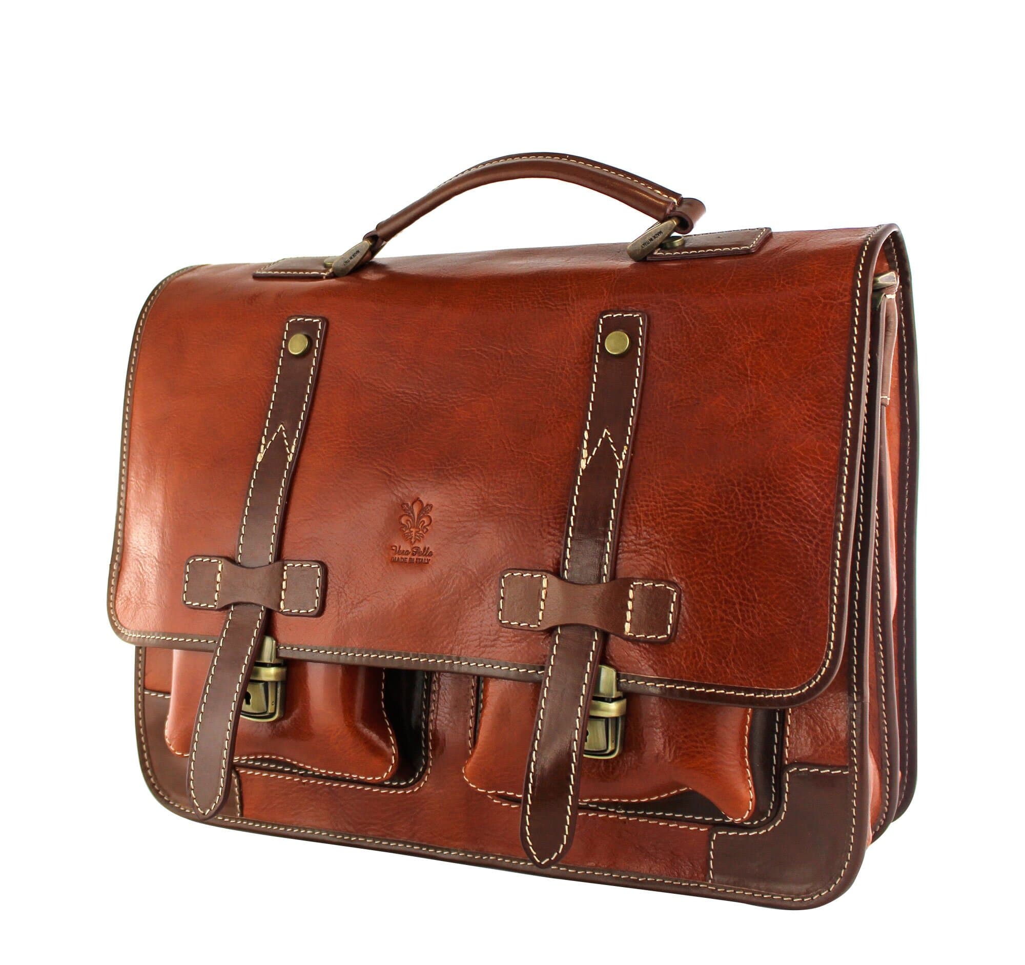 ERNESTO: cartella /borsa, zaino ufficio unisex, in cuoio, colore: MIELE / MARRONE, Made in Italy