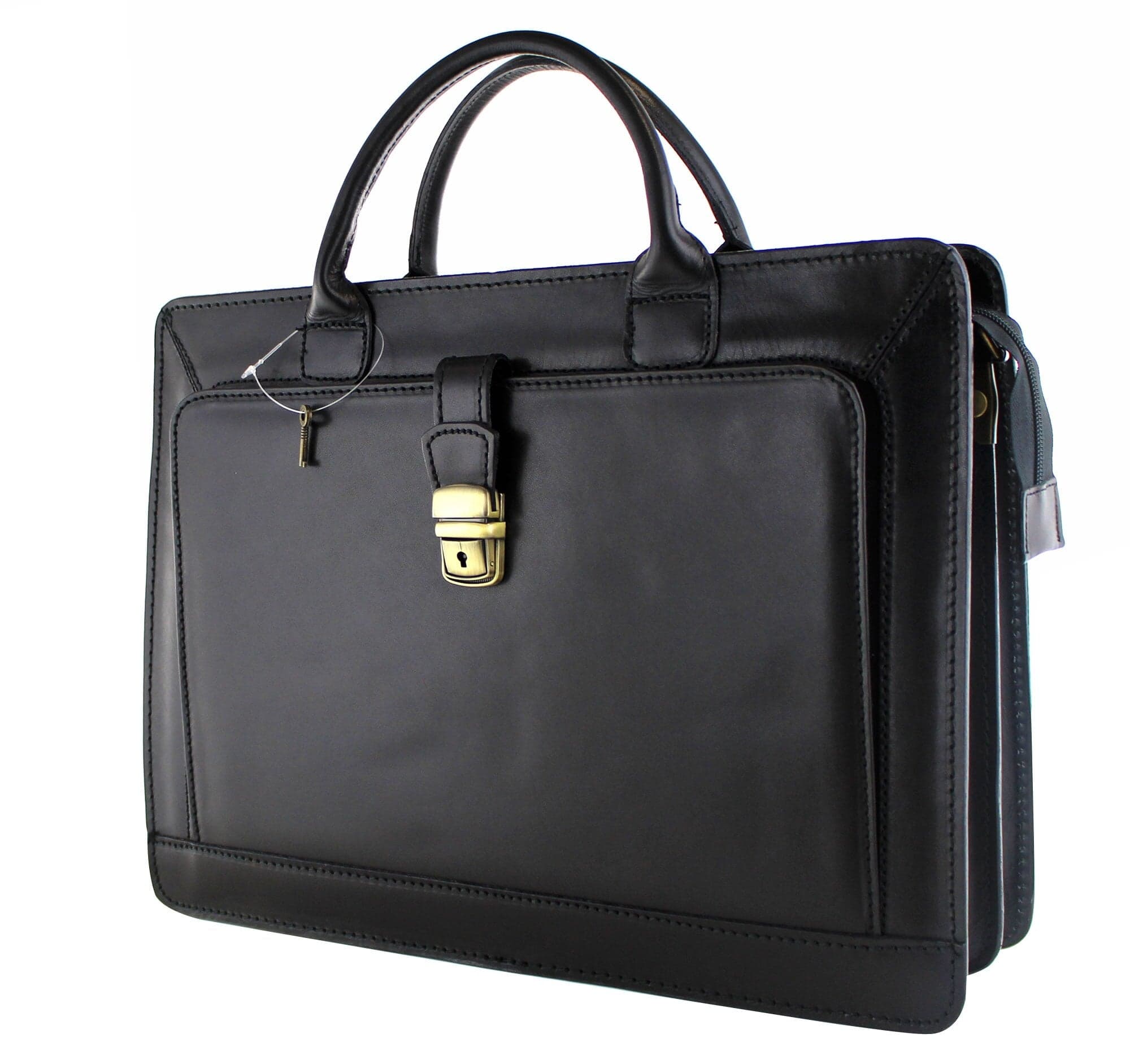 Cartella ufficio / lavoro in vera pelle CHIAROSCURO mod. PATRIZIO colore NERO Made in Italy.