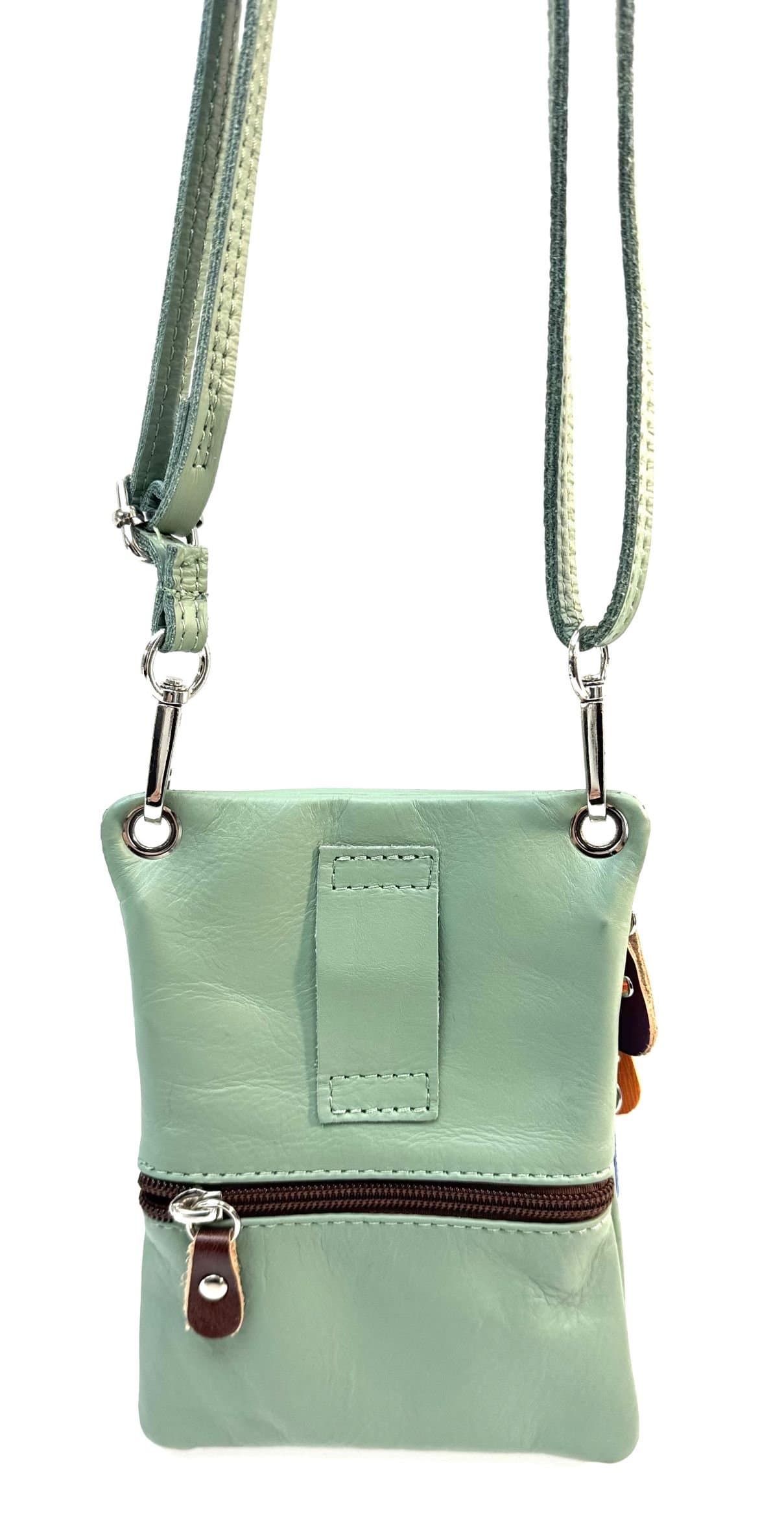 Borsa uomo / donna in vera pelle CHIAROSCURO mod. STEFANIA colore verde Made in Italy