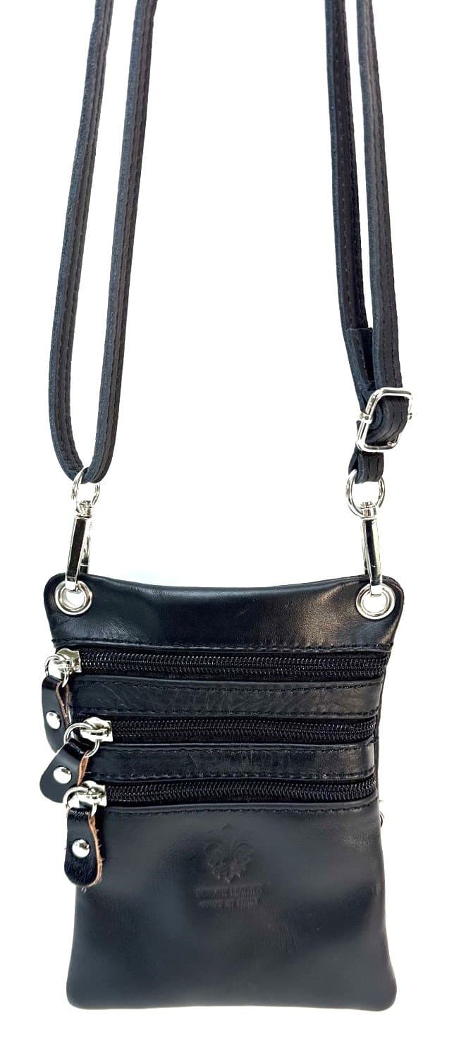 Borsa uomo / donna in vera pelle CHIAROSCURO mod. STEFANIA colore NERO Made in Italy