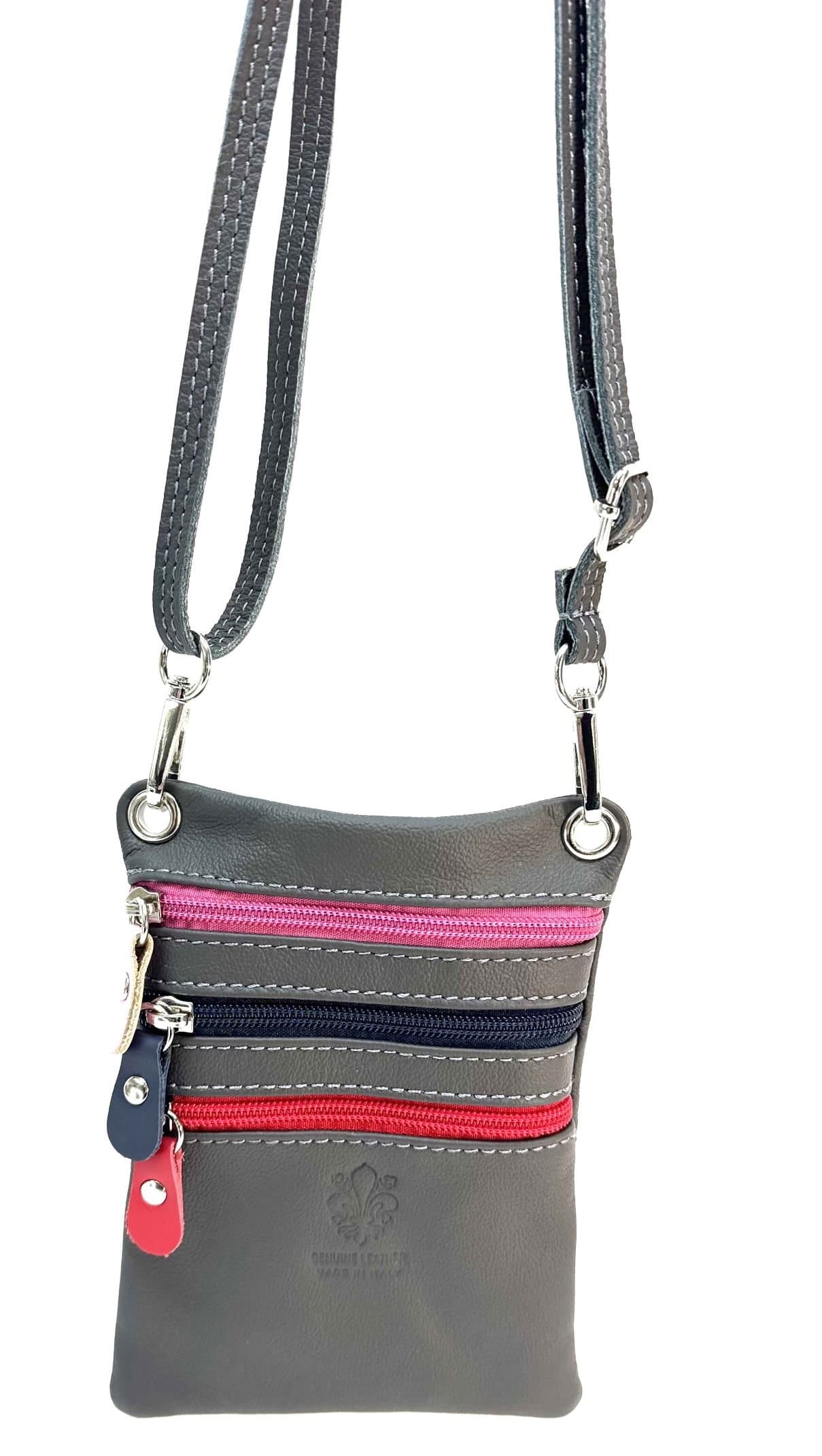 Borsa uomo / donna in vera pelle CHIAROSCURO mod. STEFANIA colore GRIGIO Made in Italy