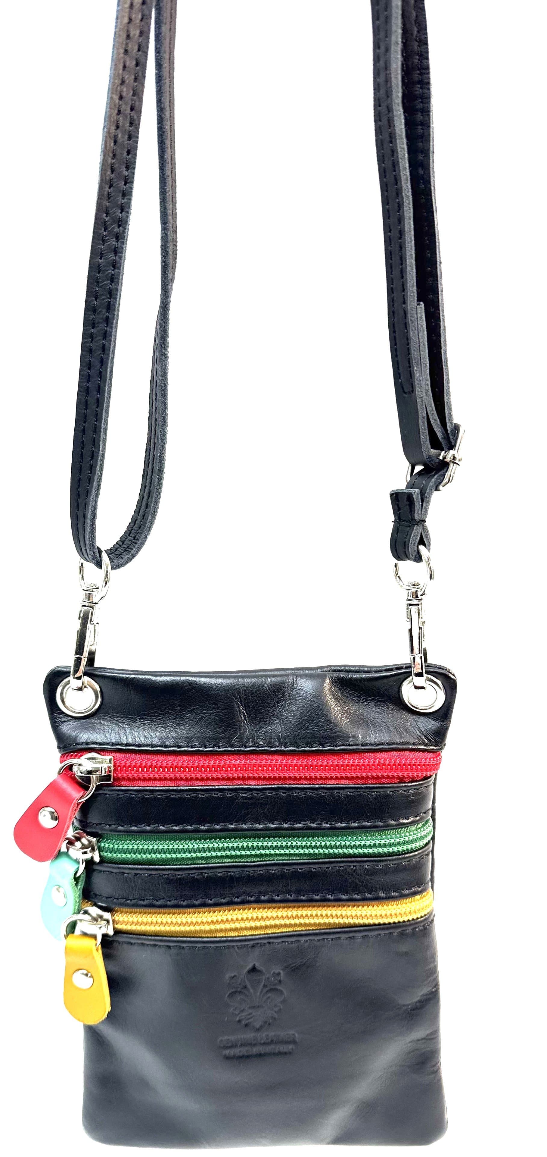 Borsa uomo / donna in vera pelle CHIAROSCURO mod. STEFANIA colore NERO Made in Italy