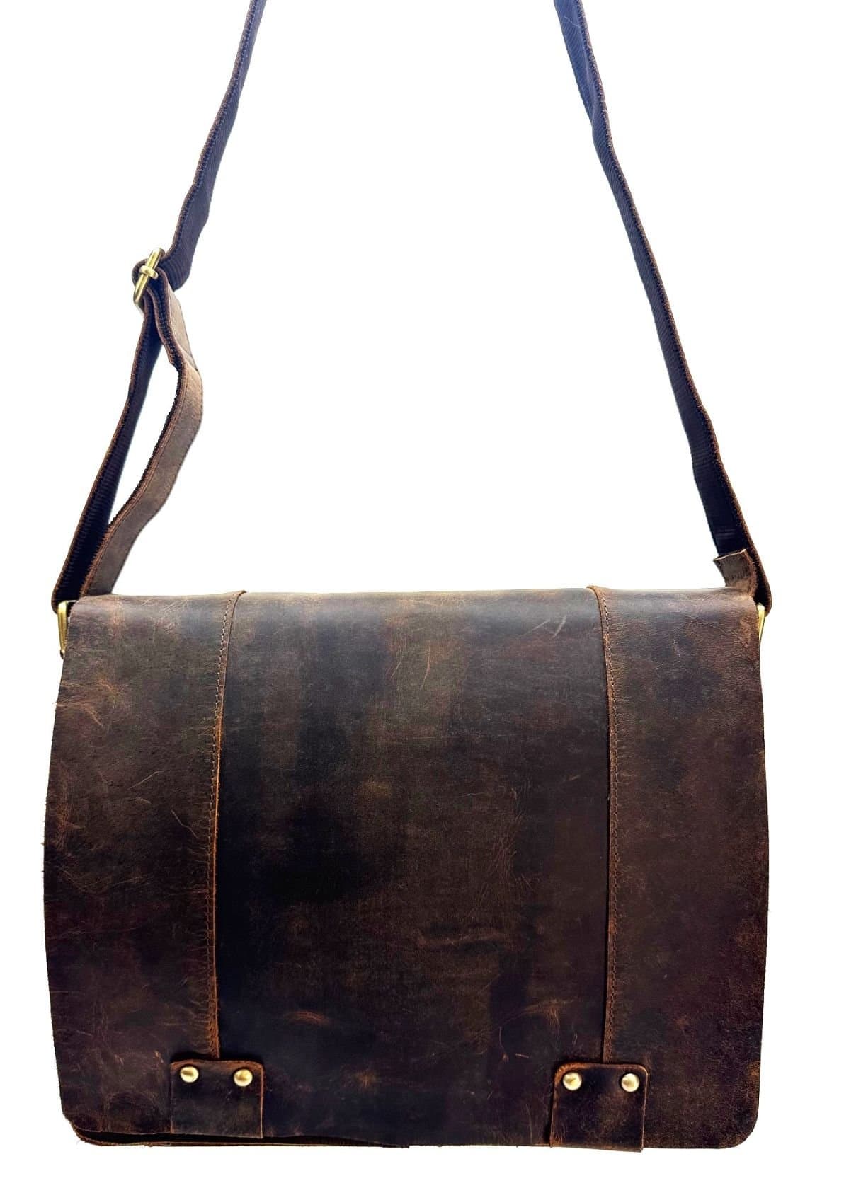 Borsa uomo in vera pelle nabuk CHIAROSCURO mod. CESARE colore TESTA MORO Made in Italy