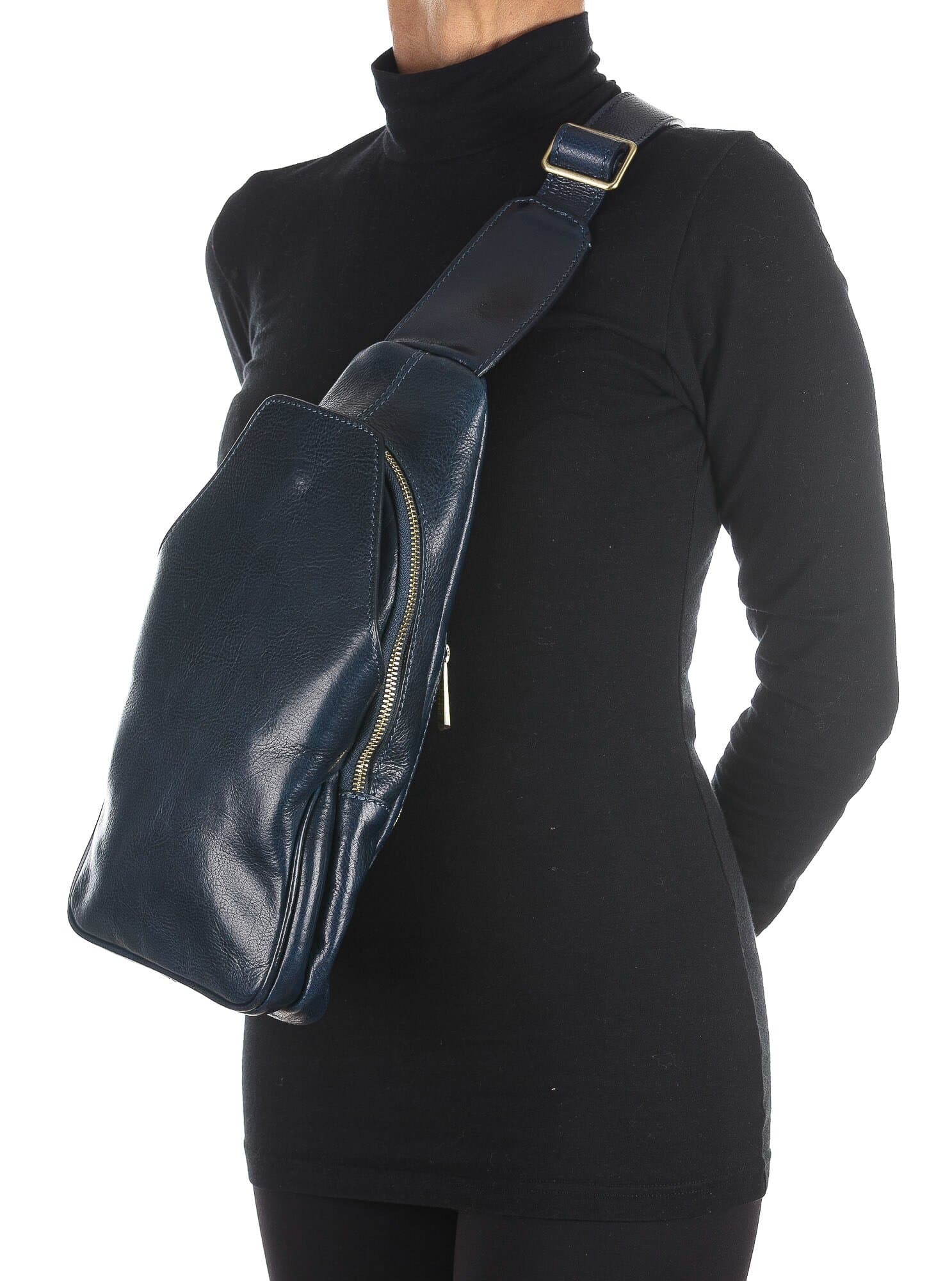 Borsa uomo in vera pelle CHIAROSCURO mod. BORIS, colore BLU, Made in Italy.