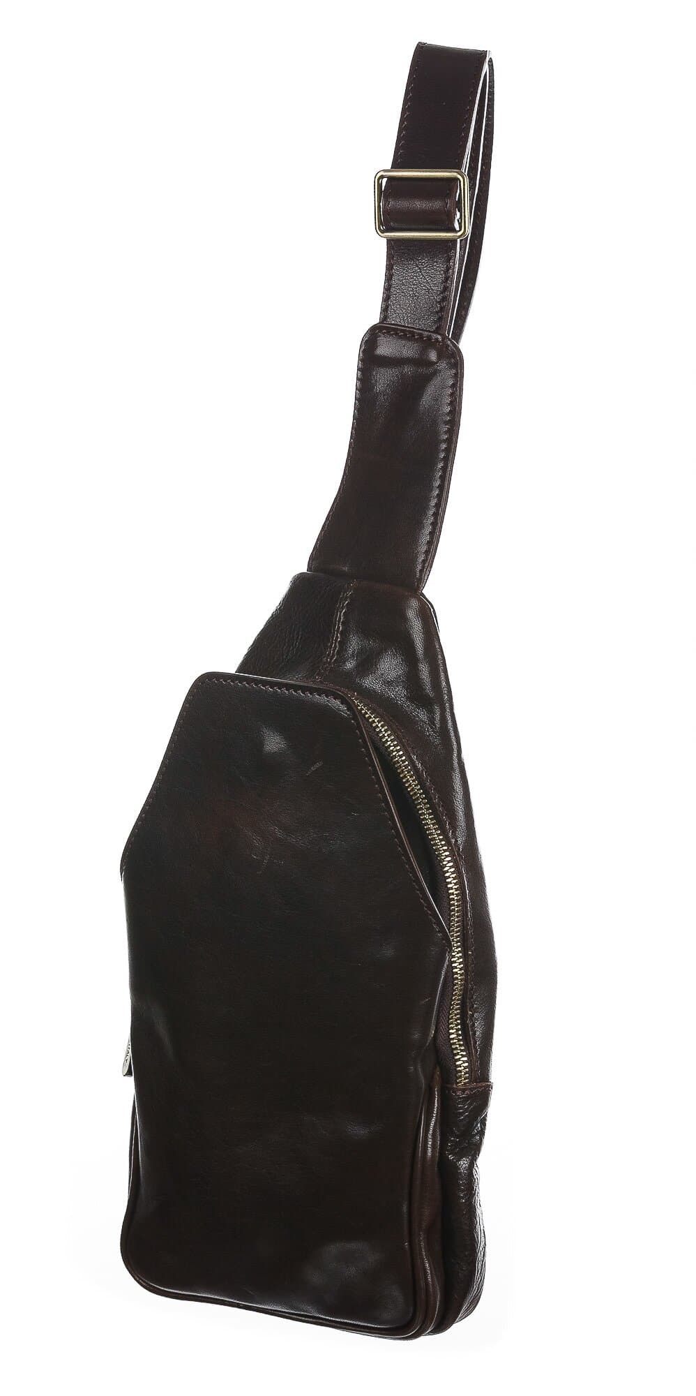 Borsa uomo in vera pelle CHIAROSCURO mod. BORIS, colore TESTA MORO, Made in Italy.