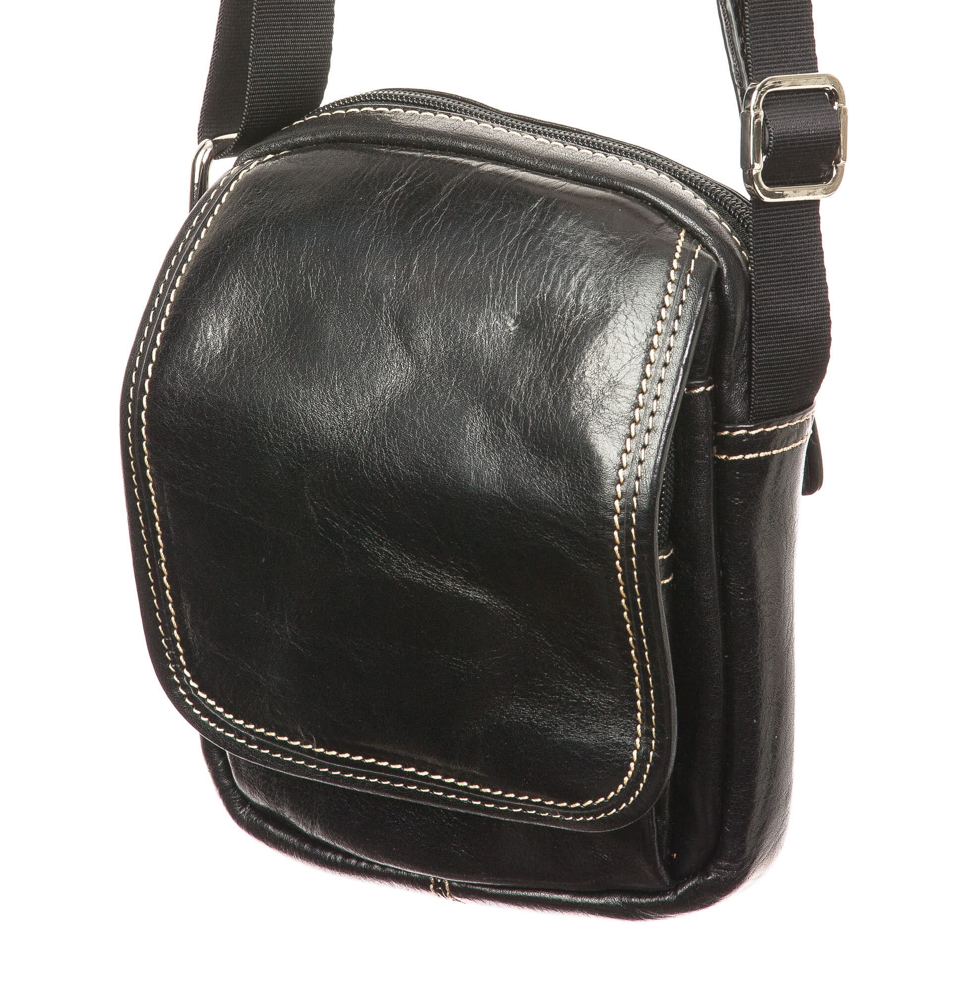 Borsa uomo in vera pelle CHIAROSCURO mod. MARINO, colore NERO, Made in Italy.