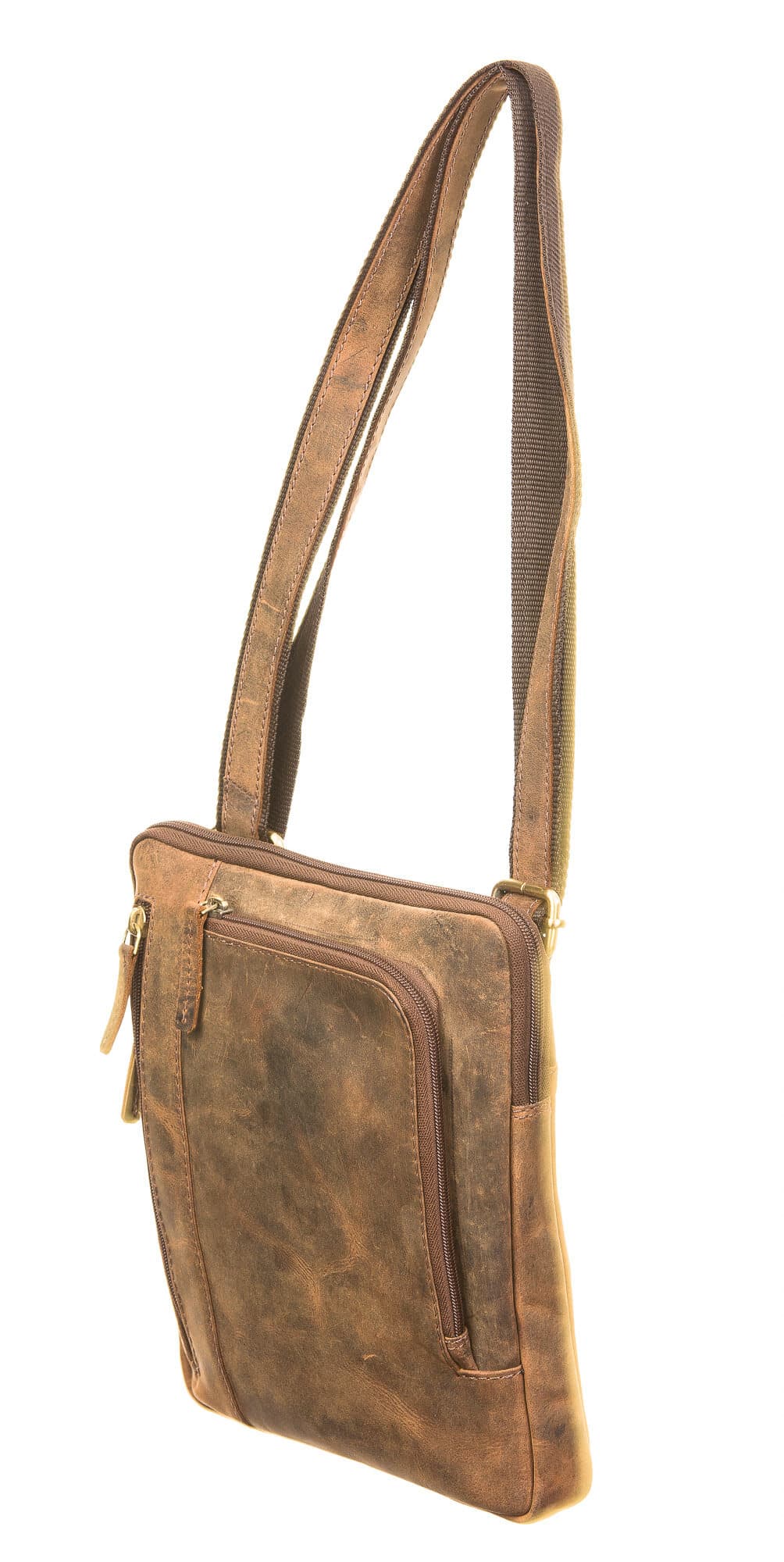 Borsa uomo in vera pelle CHIAROSCURO mod. PIERO, colore MARRONE, Made in Italy.