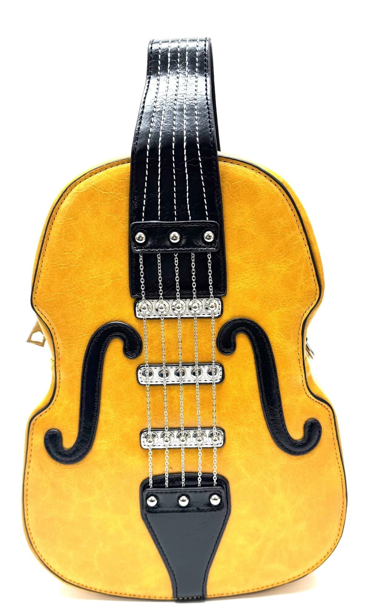 Borsa Violin Luthia con tracolla, Cosplay Steampunk, in ecopelle, forma violino, colore GIALLO, ARIANNA DINI DESIGN (Borsa)