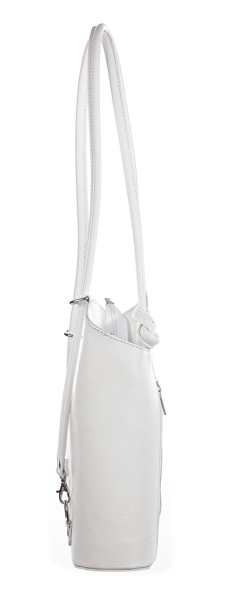Borsa zaino donna in vera pelle CHIAROSCURO mod. MONTE ARGENTERA colore BIANCO Made in Italy.