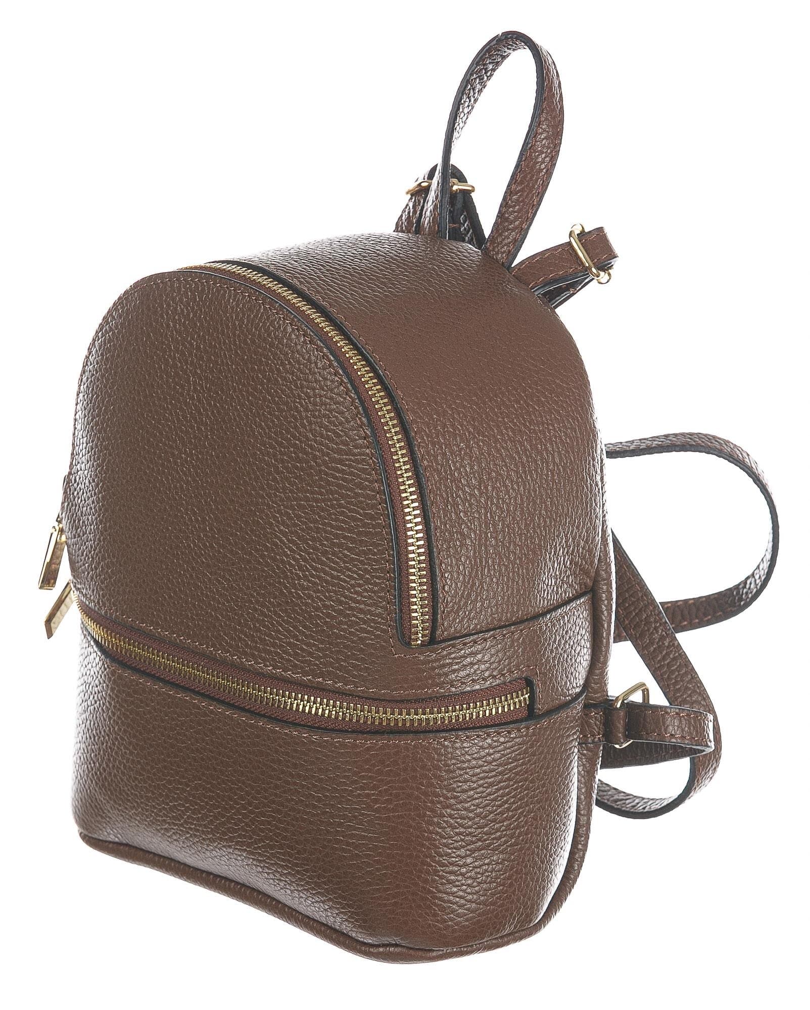 Borsa zaino in vera pelle martellata MONTE AVRIL, CHIAROSCURO, Made in Italy.