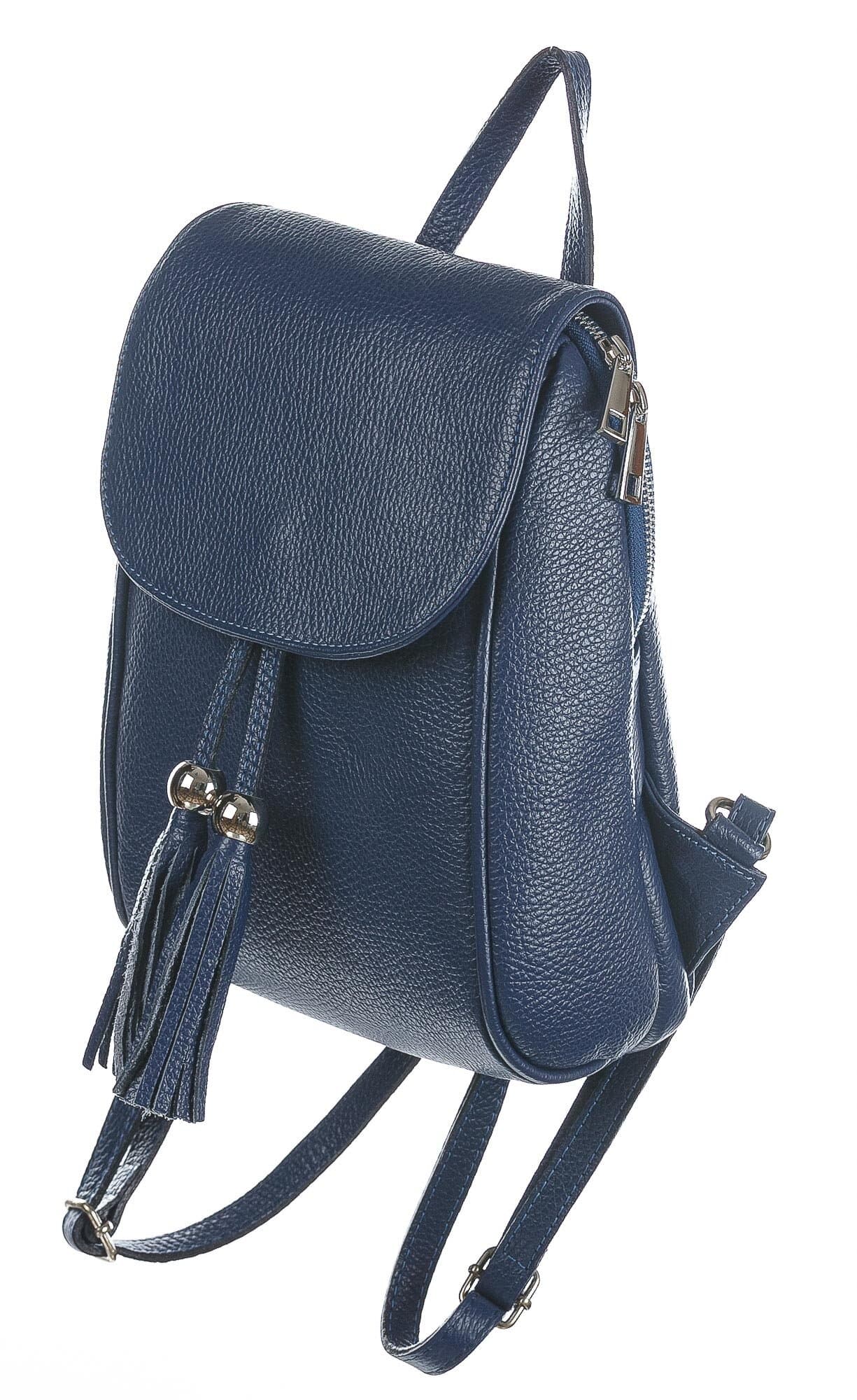 Monte ELBERT : zaino donna, pelle morbida, colore: BLU, Made in Italy