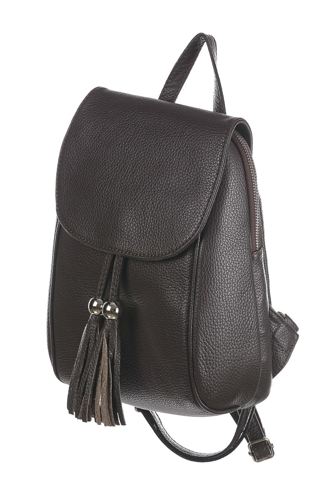 Monte ELBERT : zaino donna, pelle morbida, colore: TESTA DI MORO, Made in Italy.