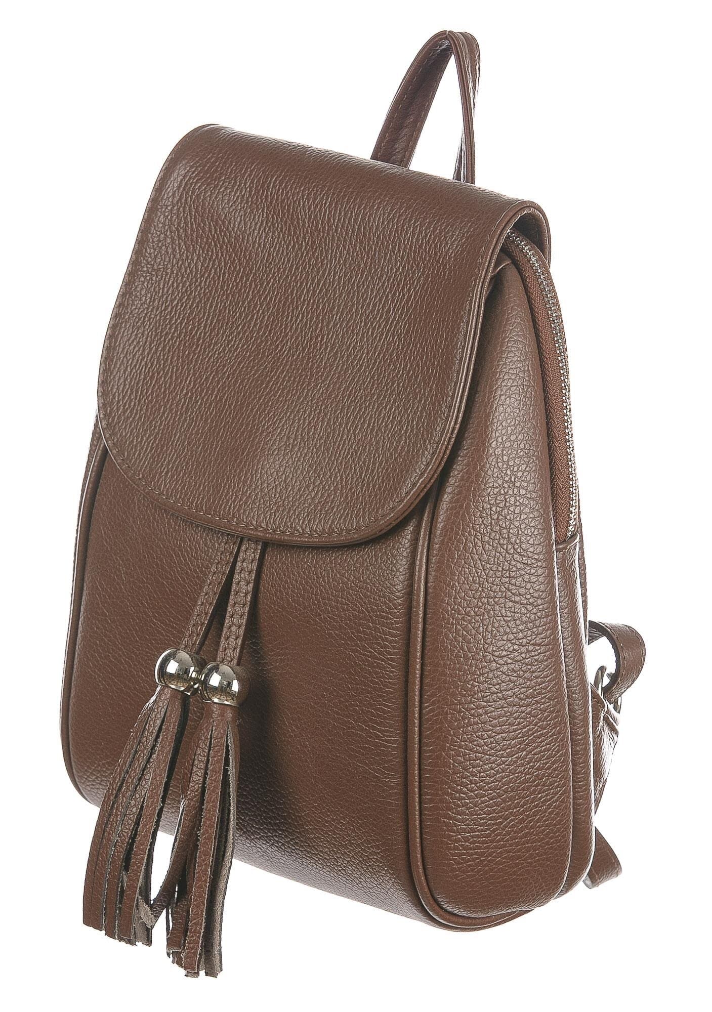 Monte ELBERT : zaino donna, pelle morbida, colore: MARRONE, Made in Italy.