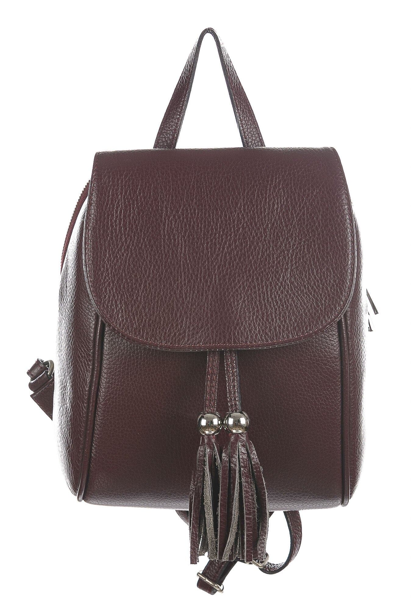 Monte ELBERT : zaino donna, pelle morbida, colore: BORDEAUX, Made in Italy.
