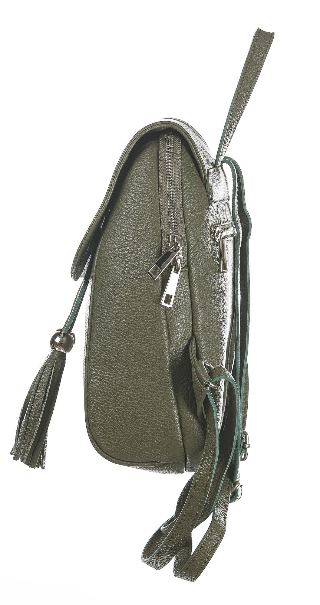 Monte ELBERT : zaino donna, pelle morbida, colore: VERDE, Made in Italy.