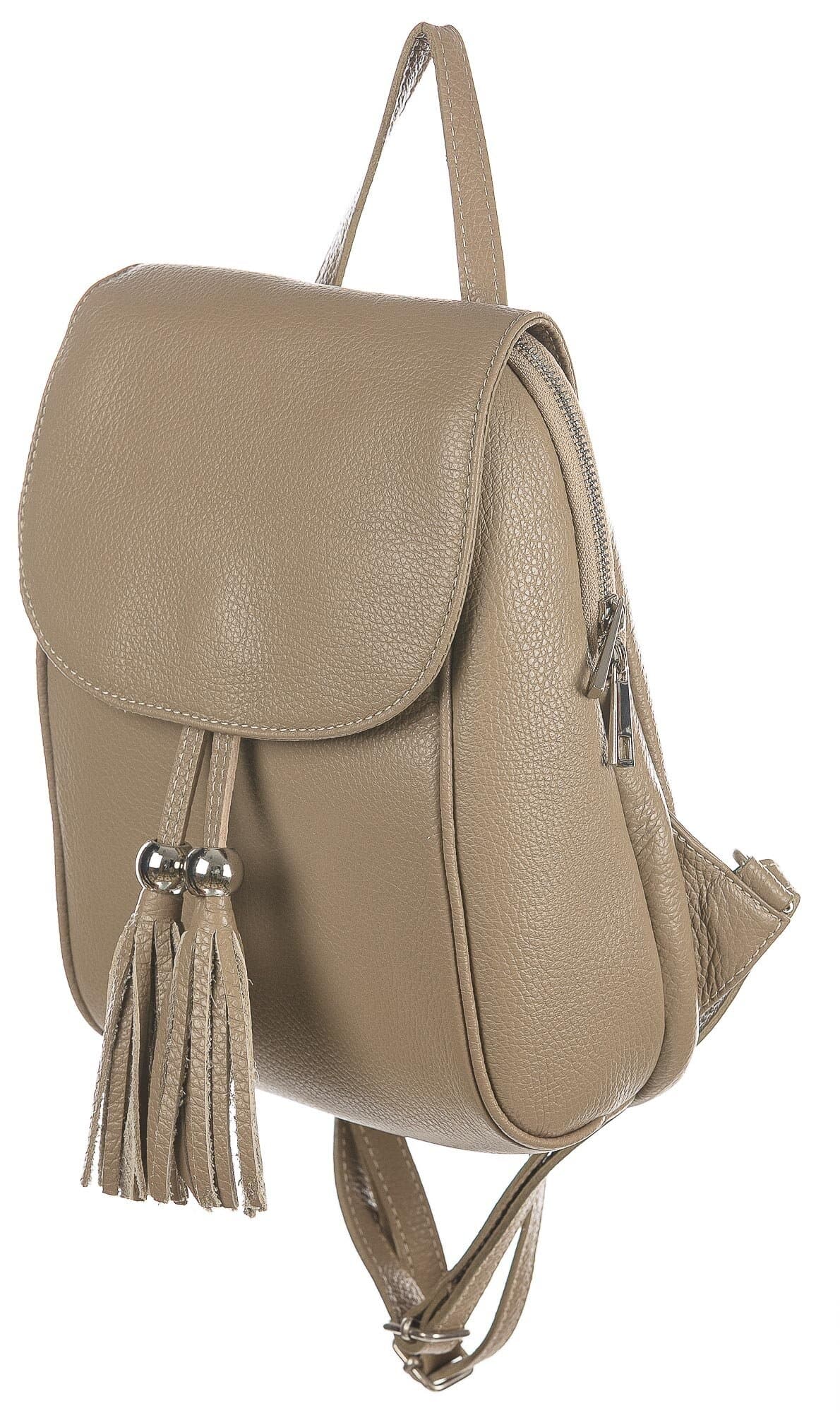 Monte ELBERT : zaino donna, pelle morbida, colore: BEIGE, Made in Italy.