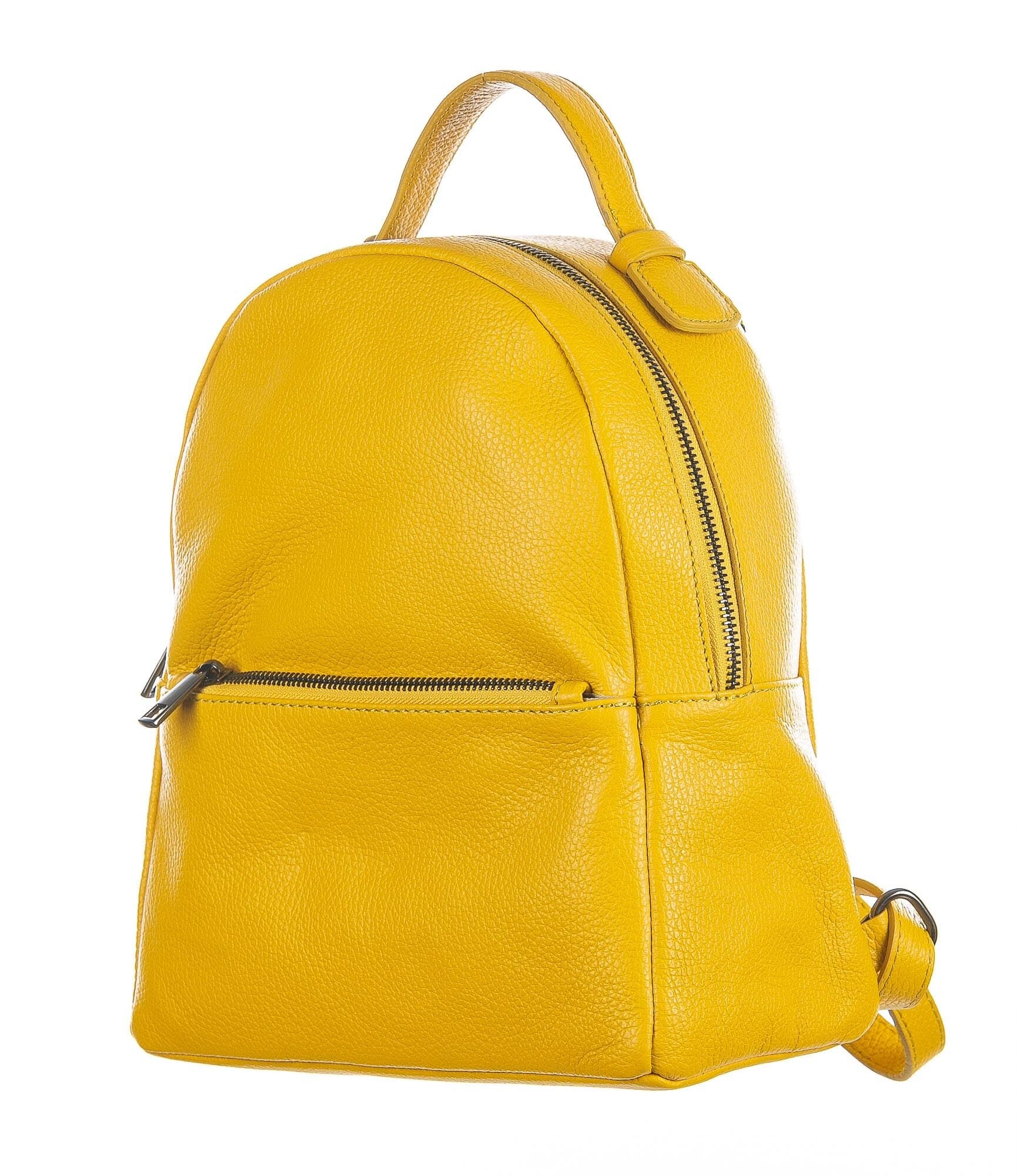 Monte NEVIS : zaino donna, pelle morbida, colore : GIALLO, Made in Italy