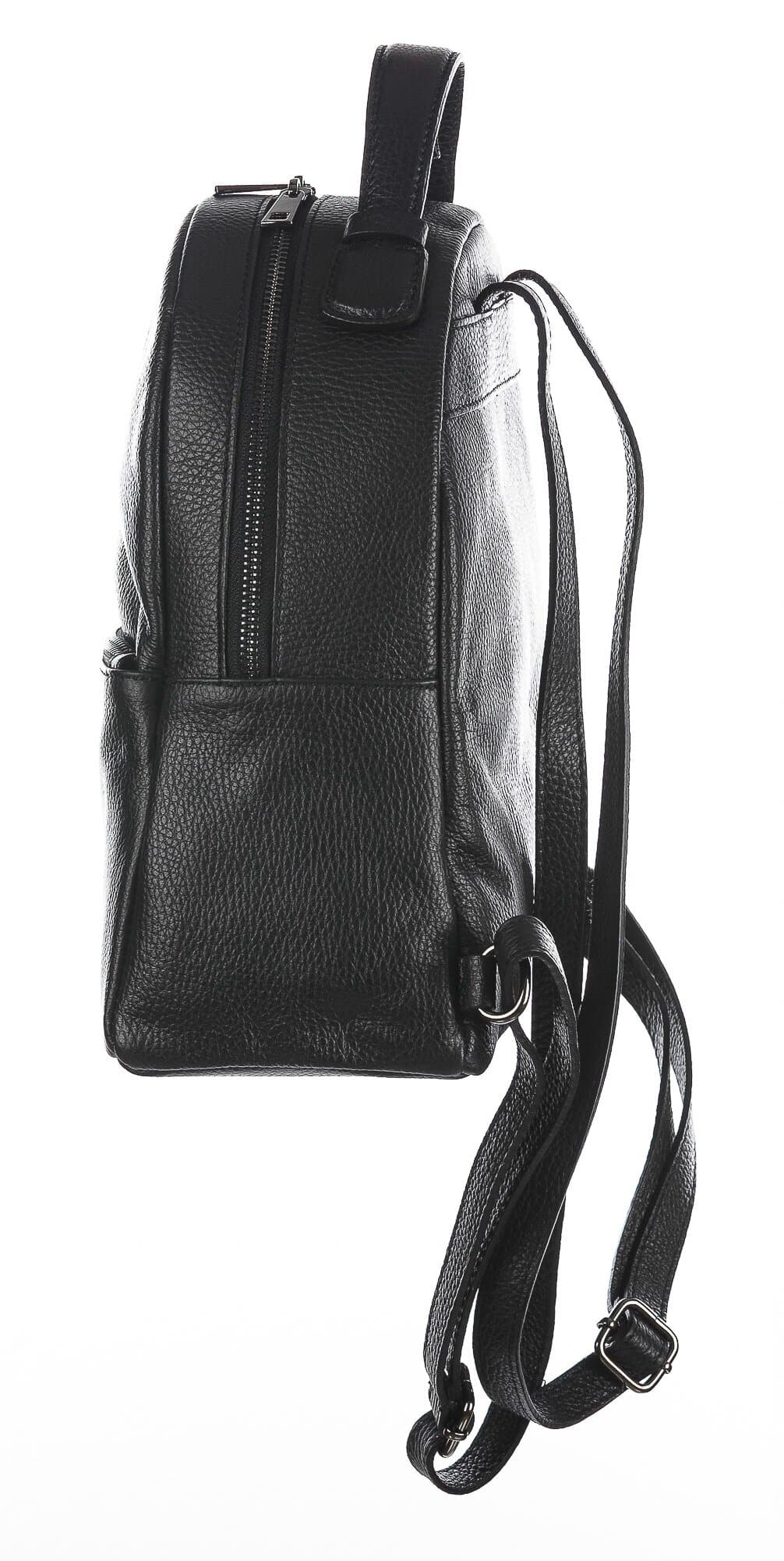 Monte NEVIS : zaino donna, pelle morbida, colore : NERO, Made in Italy.