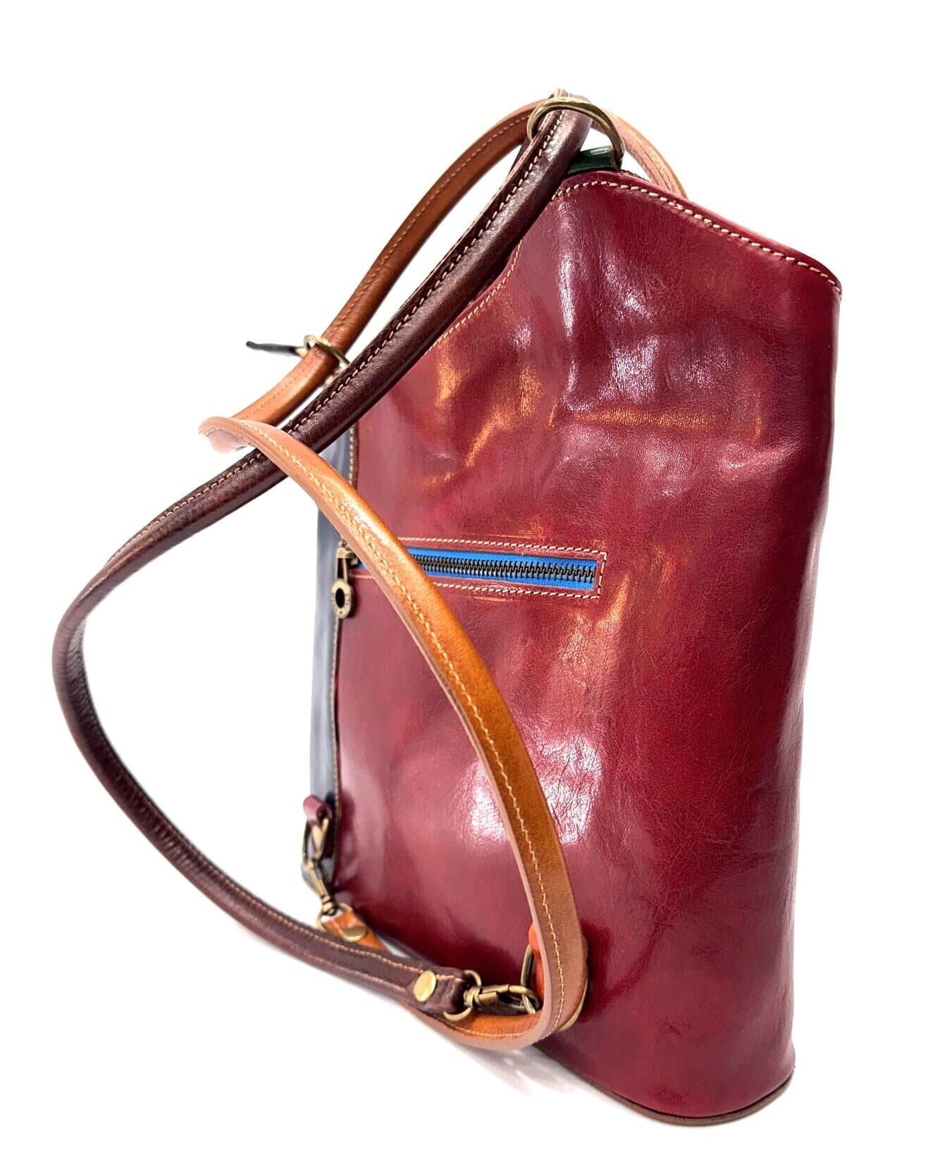 Borsa zaino donna in vera pelle CHIAROSCURO mod. MONTE ARGENTERA, MULTICOLORE Made in Italy.