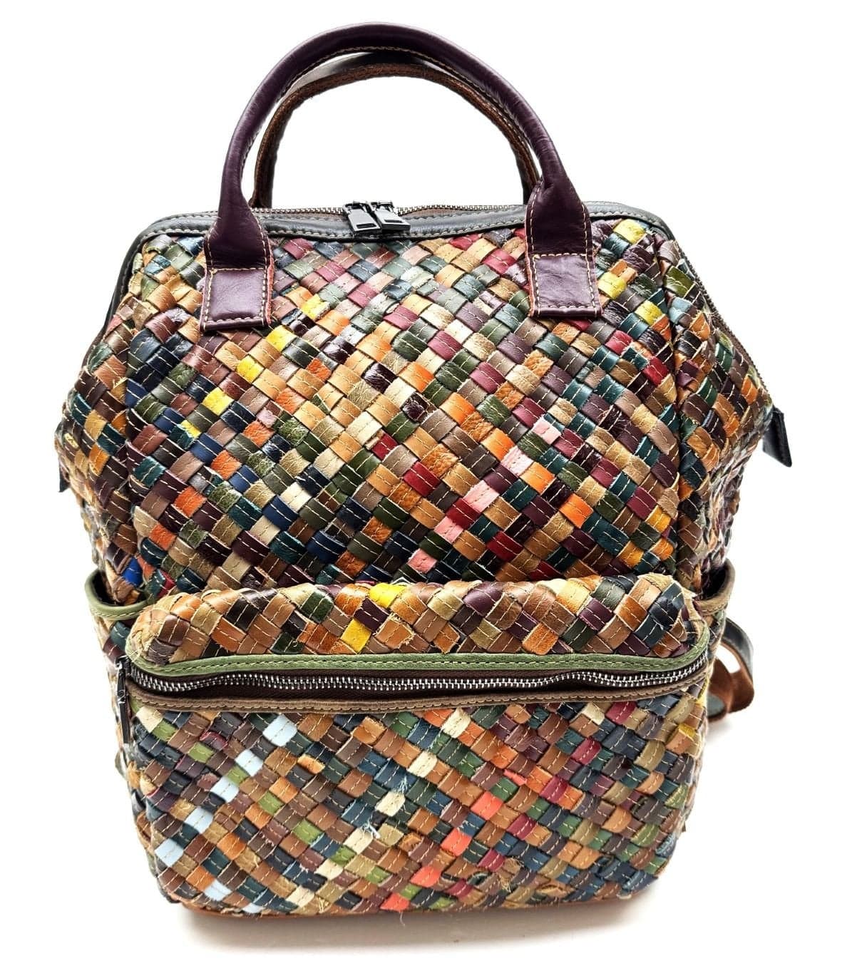 Borsa zaino donna in vera pelle MONTE COMERO, MULTICOLORE, ARIANNA DINI, Made in Italy.