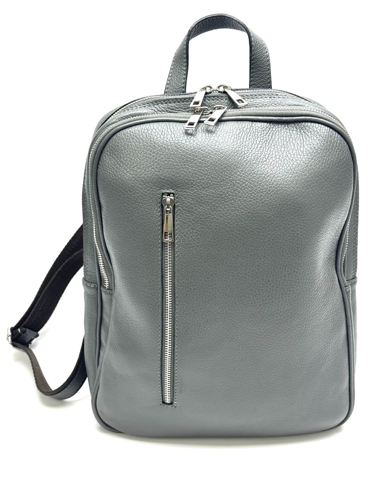 Borsa zaino UOMO/ DONNA in vera pelle MONTE DENALI, colore GRIGIO, realizzata artigianalmente da Chiaroscuro, Made in Italy