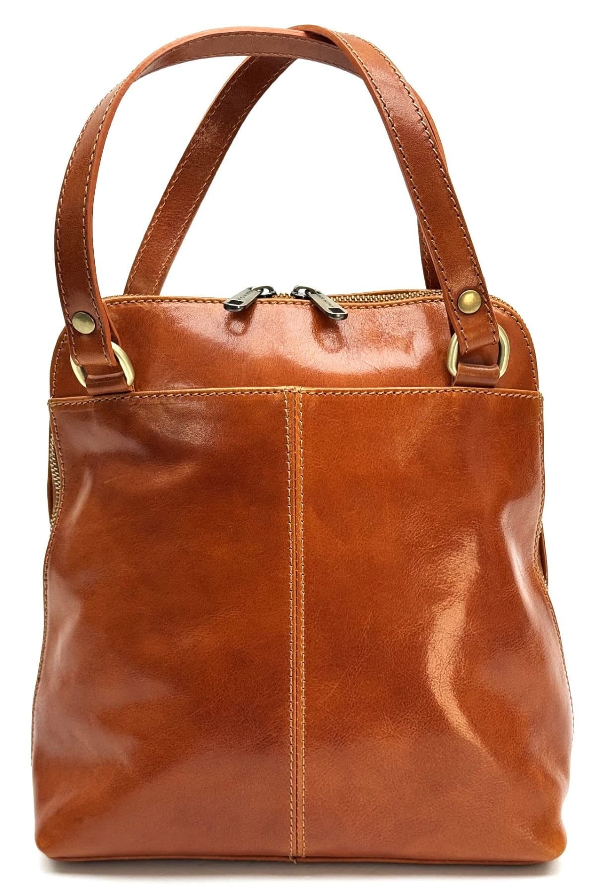 Borsa zaino donna in vera pelle MONTE SERRONE, colore MIELE, CHIAROSCURO, Made in Italy