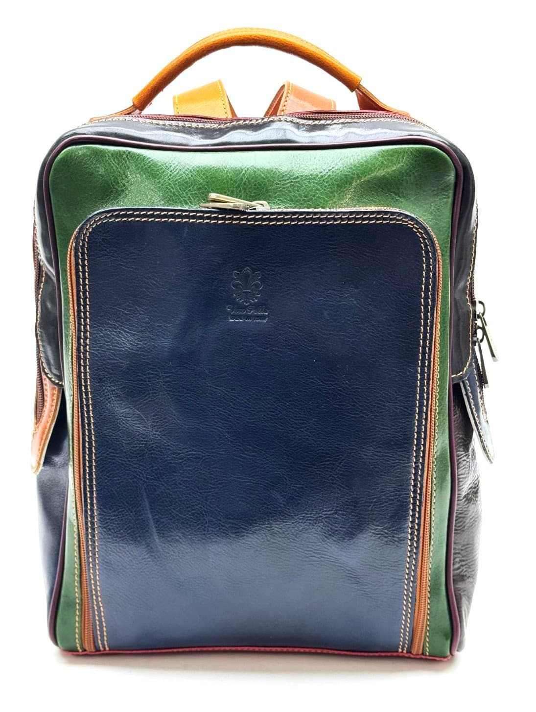 Borsa zaino in vera pelle CHIAROSCURO mod. MONTE BIANCO colore MULTICOLORE, Made in Italy.