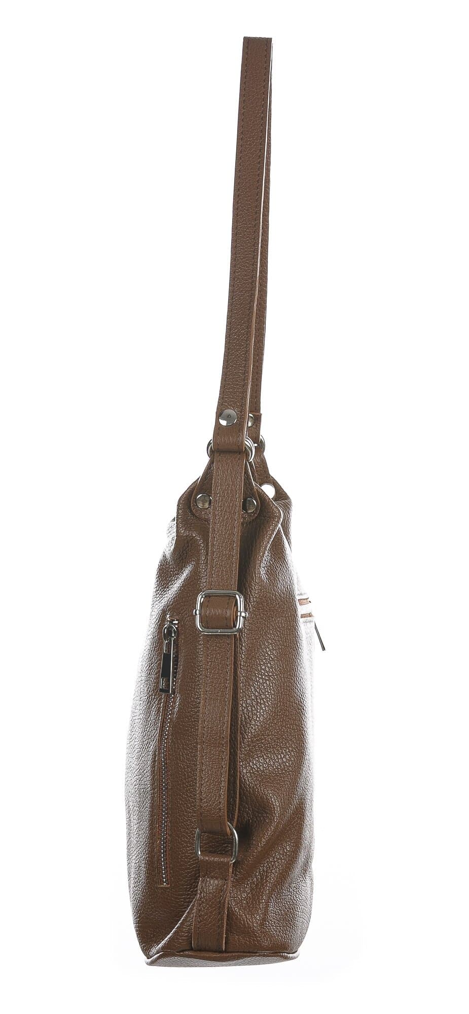 Borsa zaino donna MONTE CATRIA in vera pelle morbida martellata, colore MIELE, CHIARO SCURO, Made in Italy (Borsa)