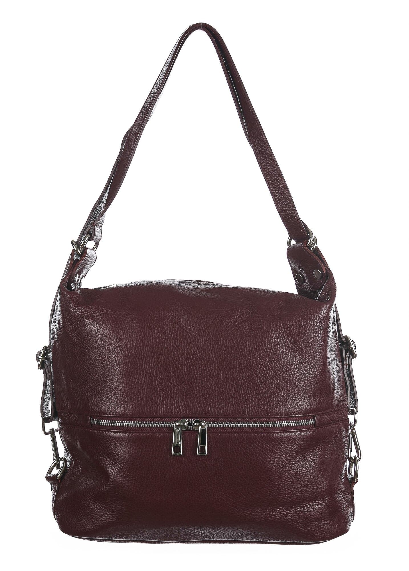 MONTE SIERRA : borsa - zaino, donna, pelle morbida, colore : BORDEAUX, Made in Italy